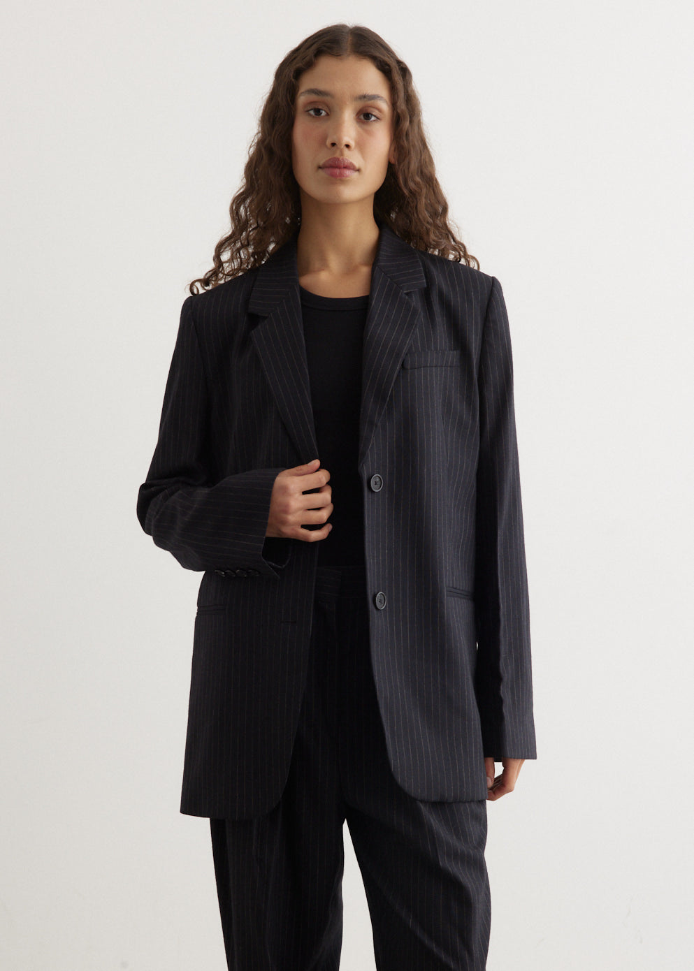 Tailored Pinstriped Suit Jacket