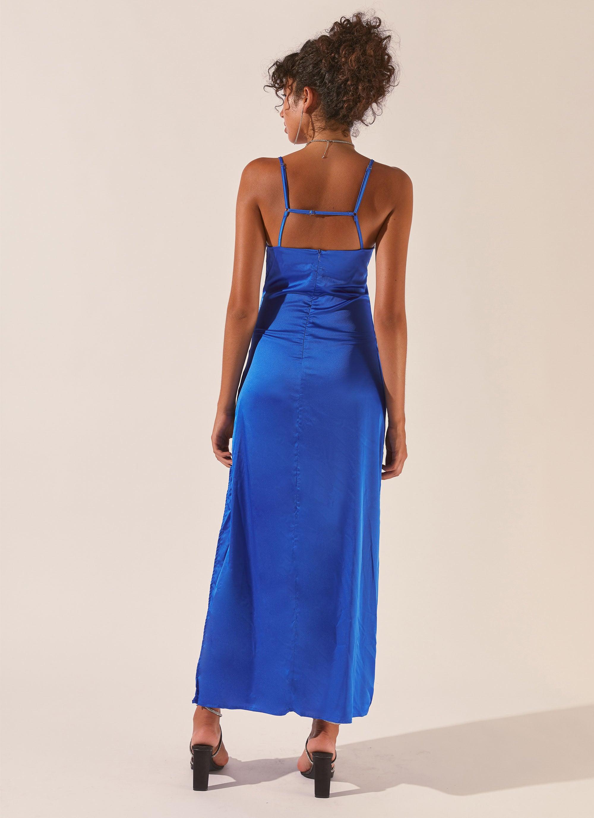 Worst Behaviour Diamante Maxi Dress - Cobalt Blue