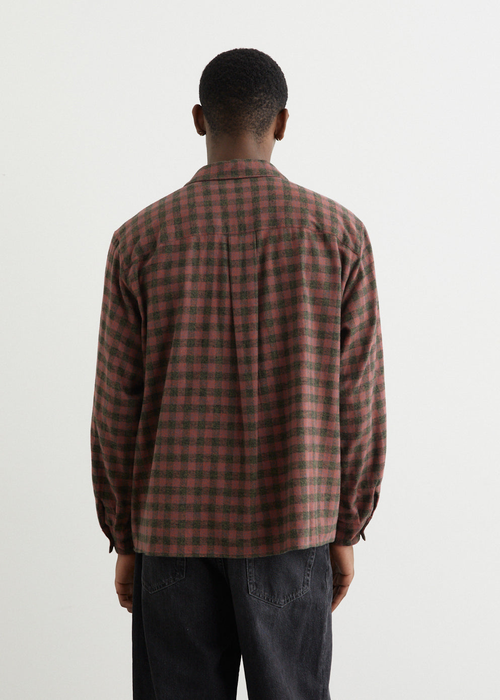 Open Collar Heavy Flannel Check Shirt