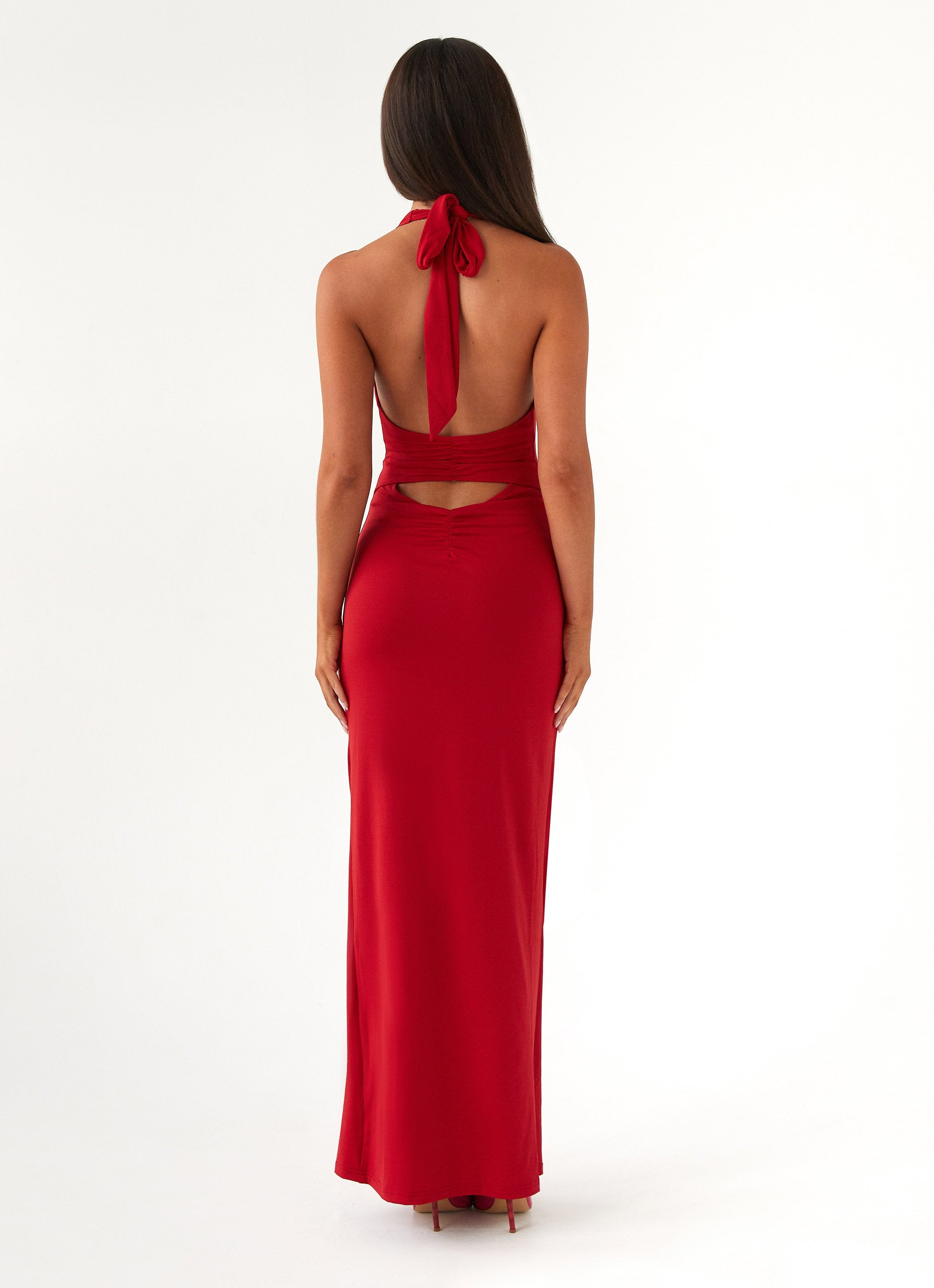 Whisked Away Halterneck Maxi Dress - Red