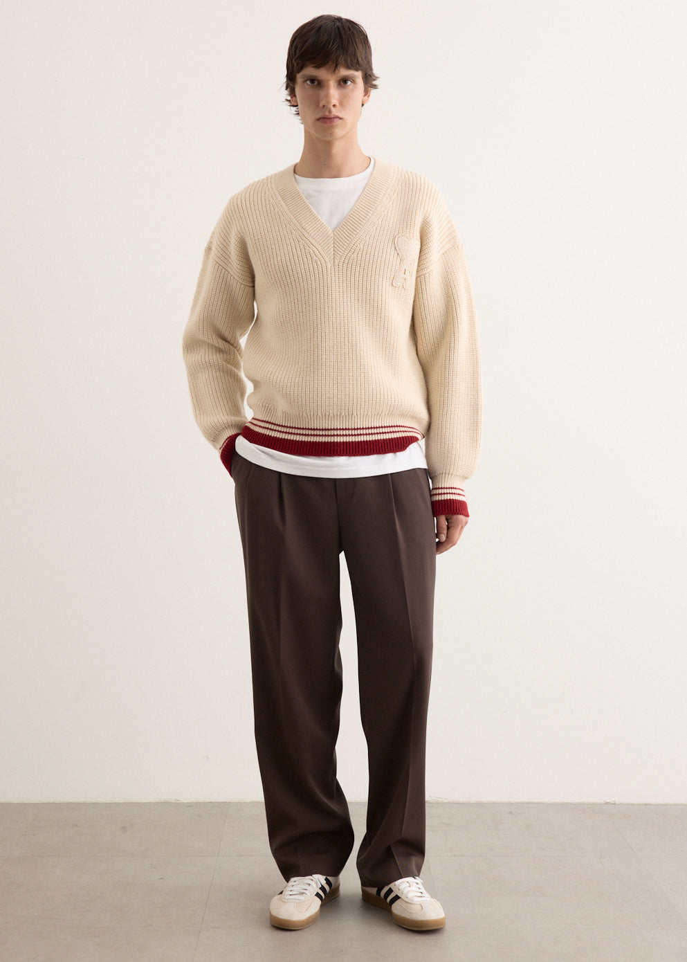 Light Wool Max Gabardine Two-Tuck Slacks