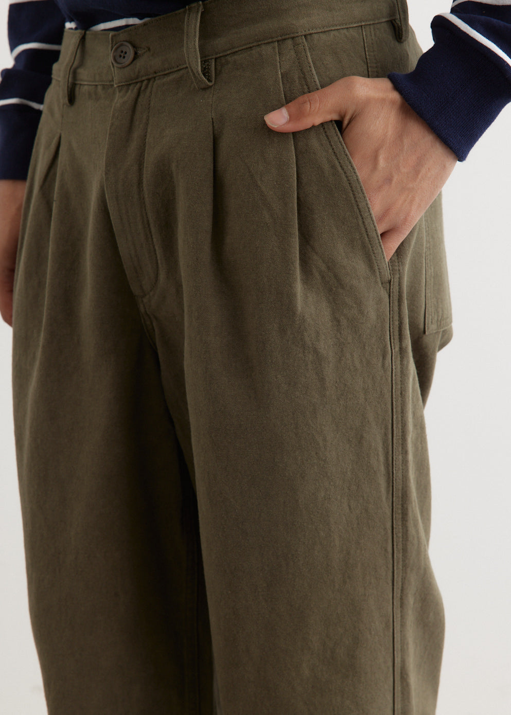 Double Pleat Cotton Pants