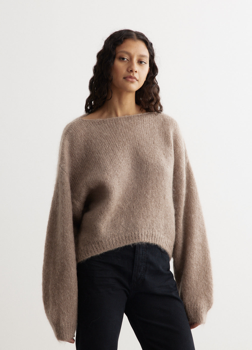 Boxy Mohair Boatneck Knit