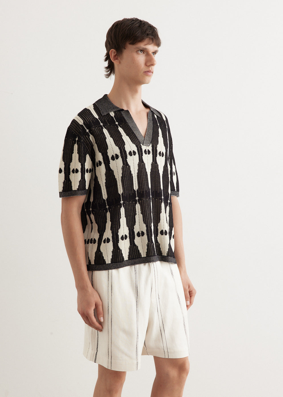 Ritual Jacquard Knit Open Placket Polo