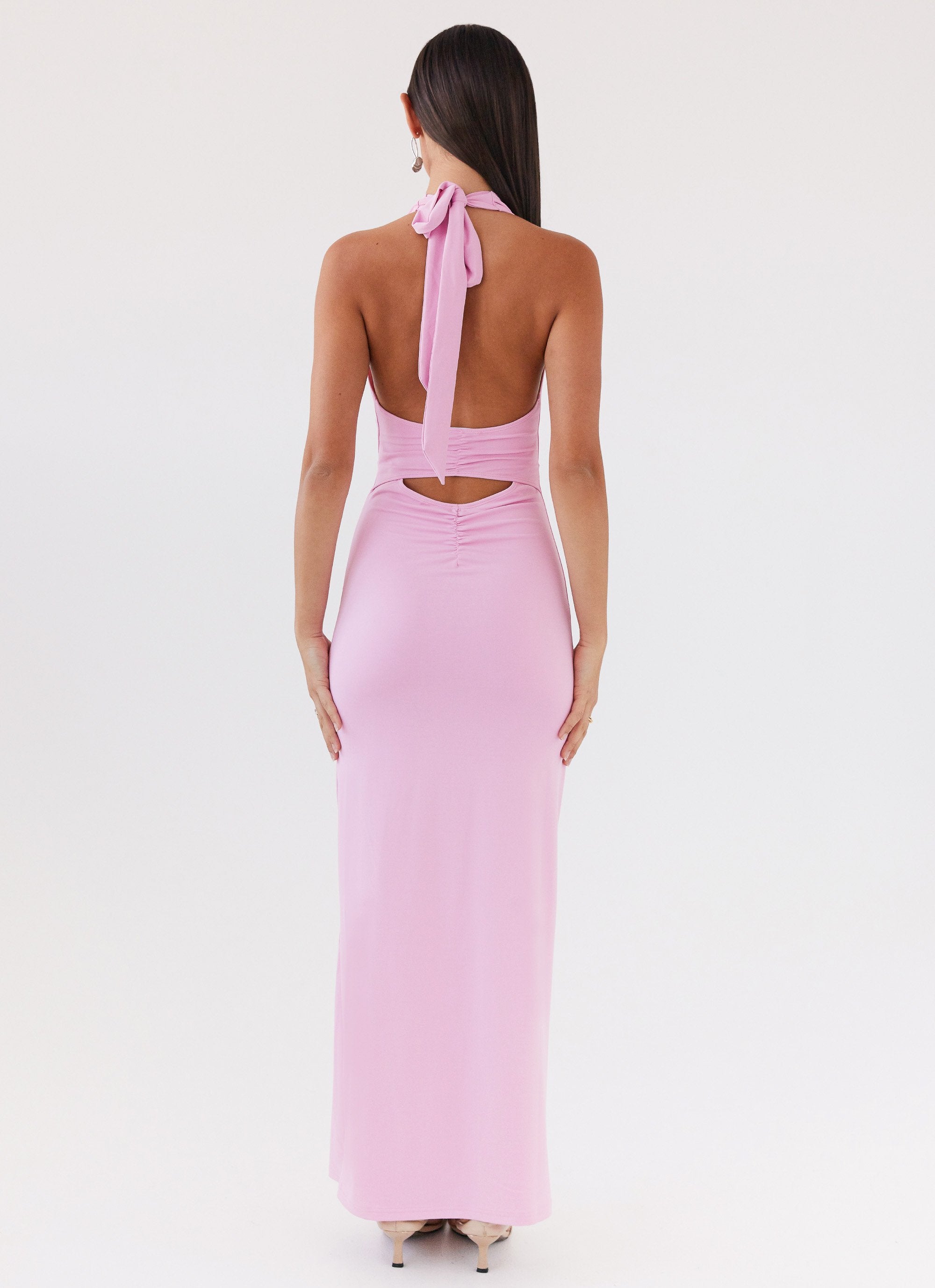 Whisked Away Halterneck Maxi Dress - Pink