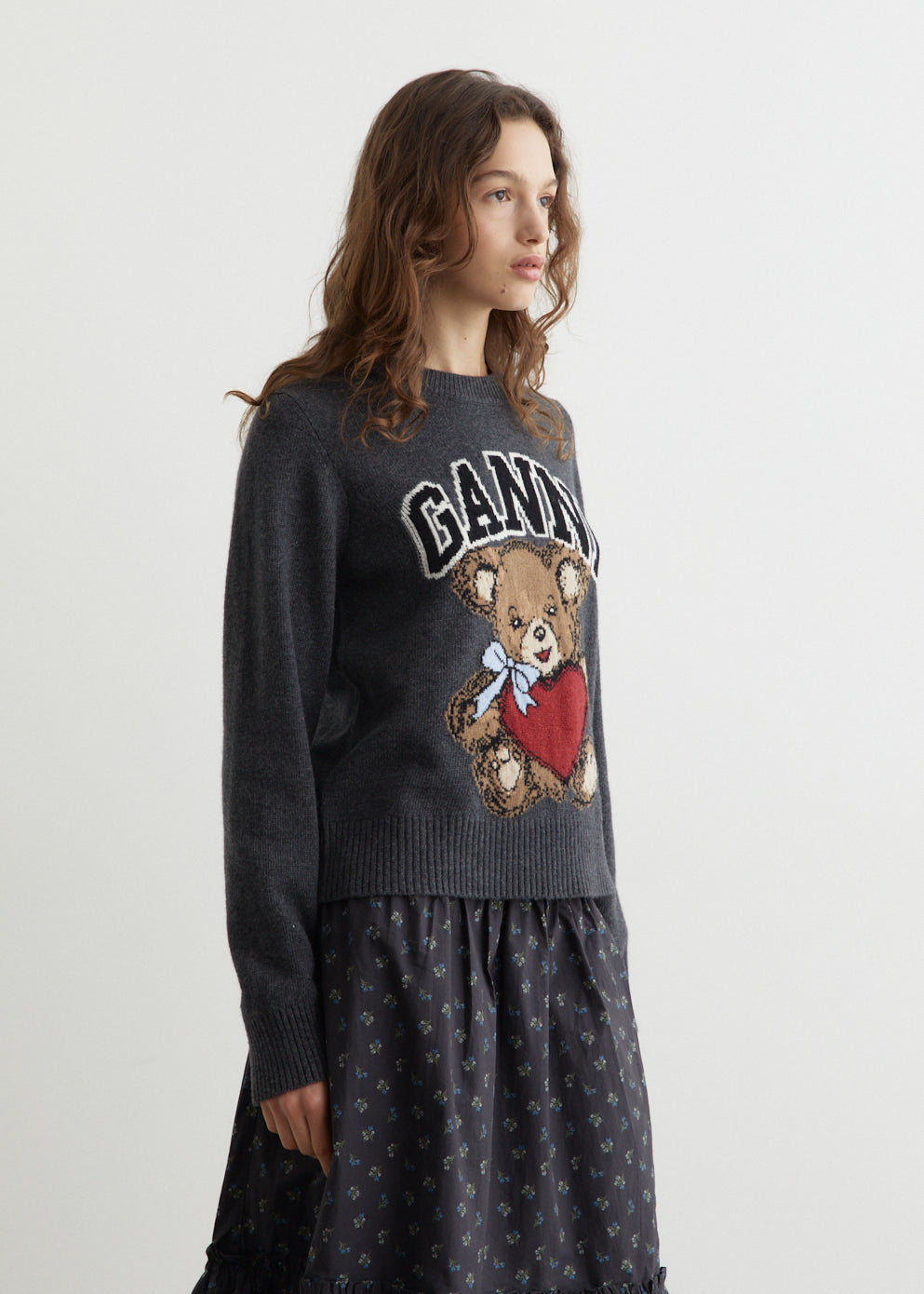 Graphic Wool Mix Bear Crewneck