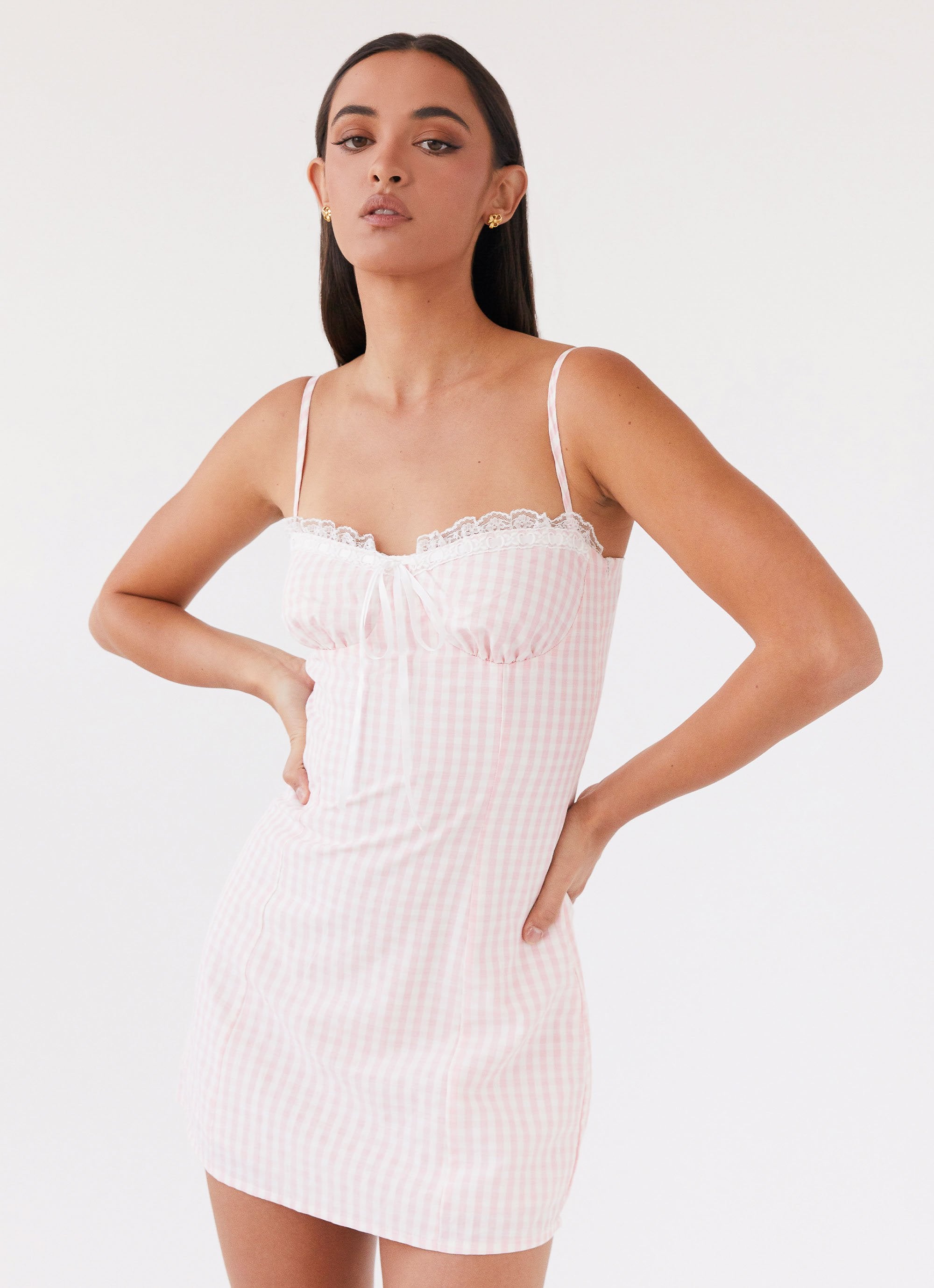 Bellissima Bustier Mini Dress - Pink Gingham