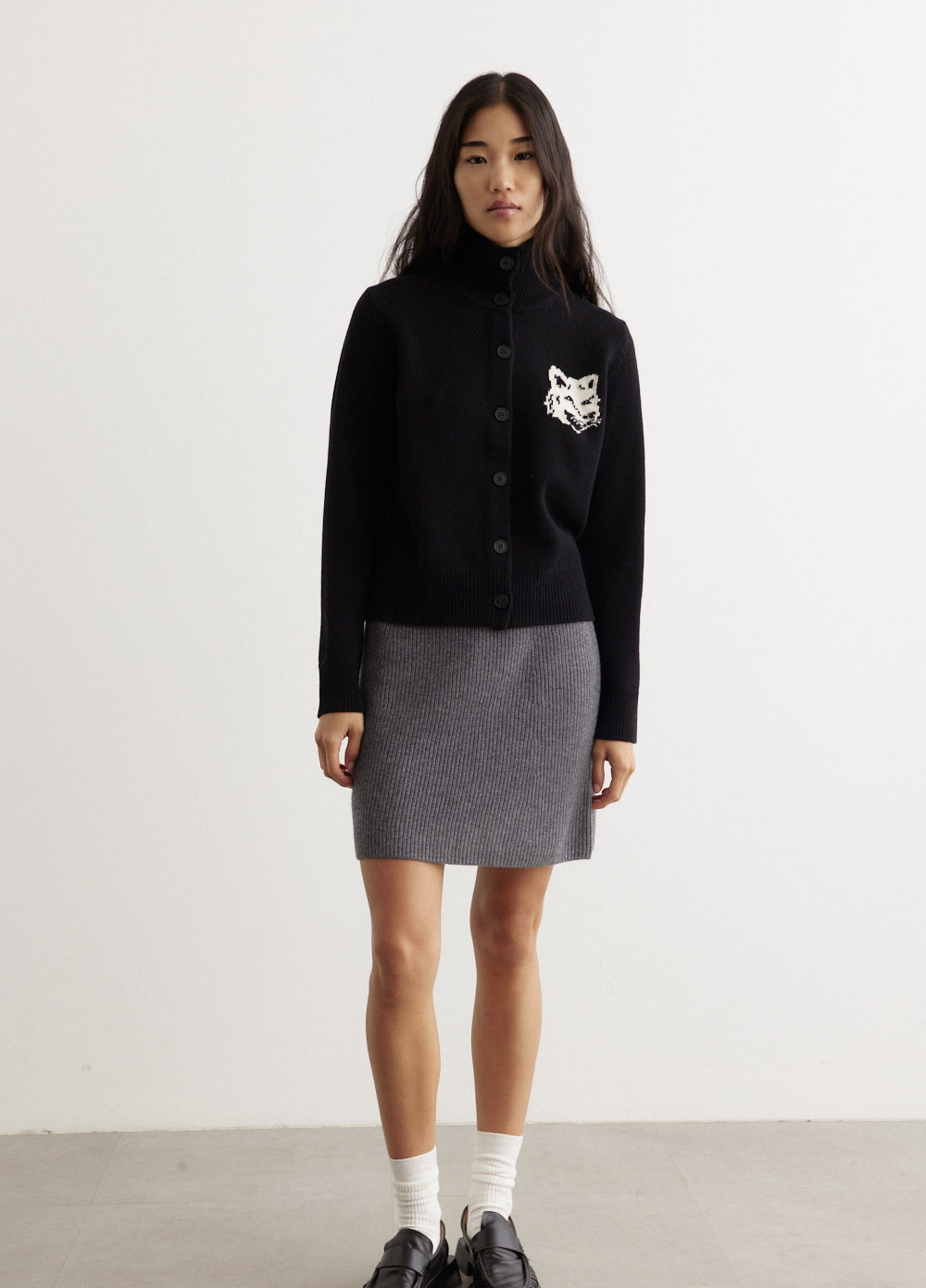 Bold Fox Head Patch Short Ribbed Skirt