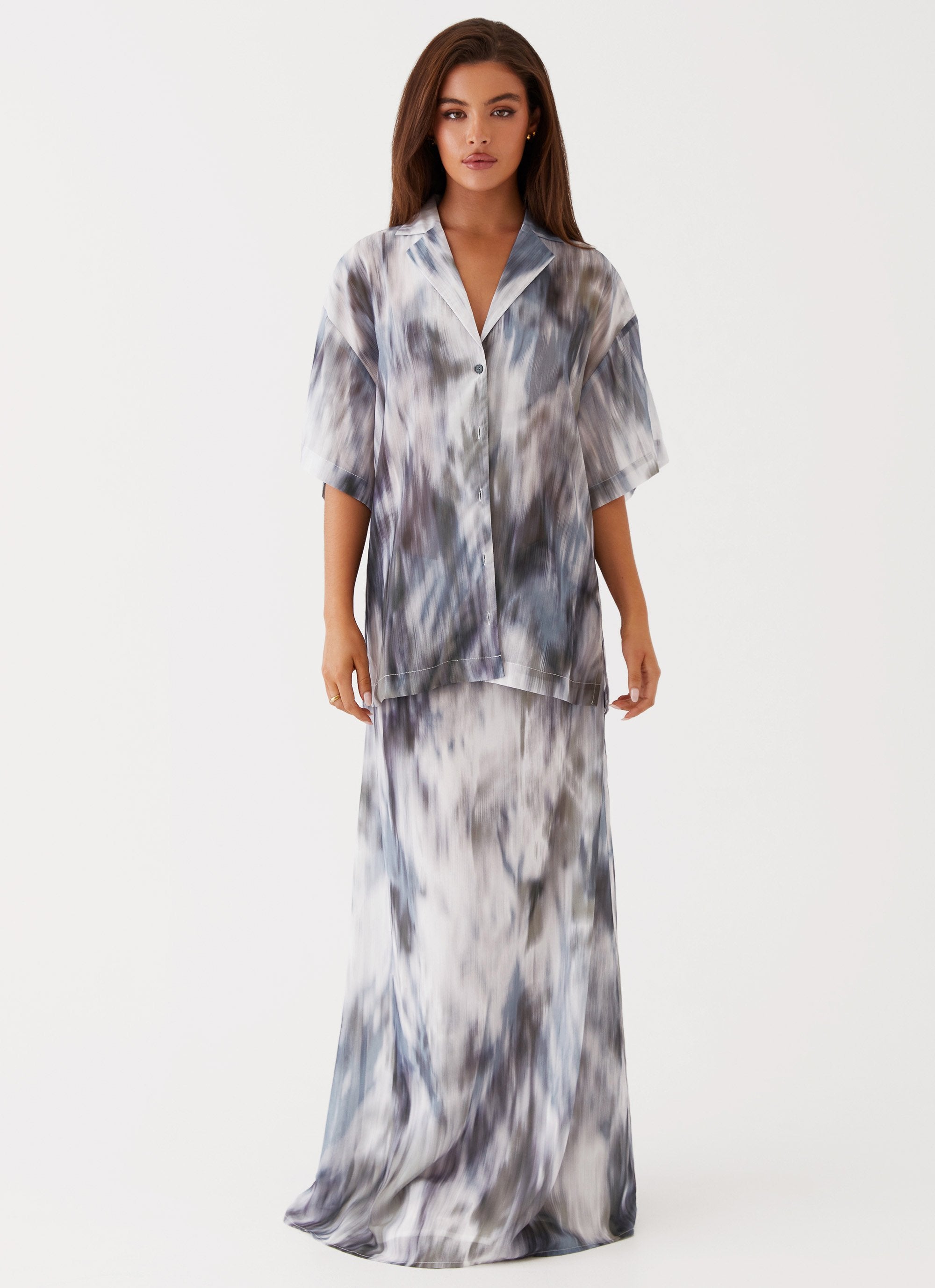 Fight The Feeling Low Rise Maxi Skirt - Gloom