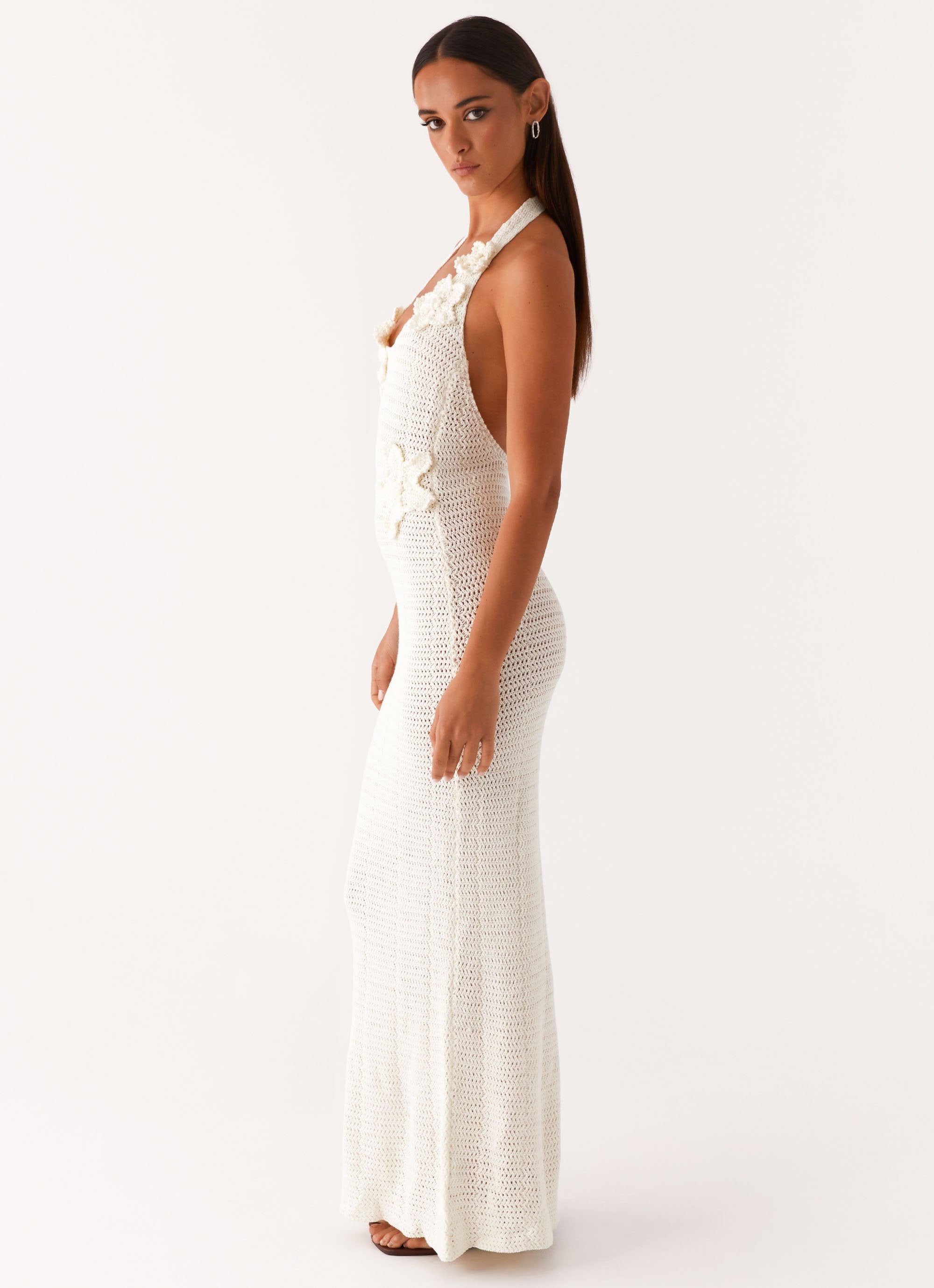 Novalee Flower Crochet Maxi Dress - Ivory