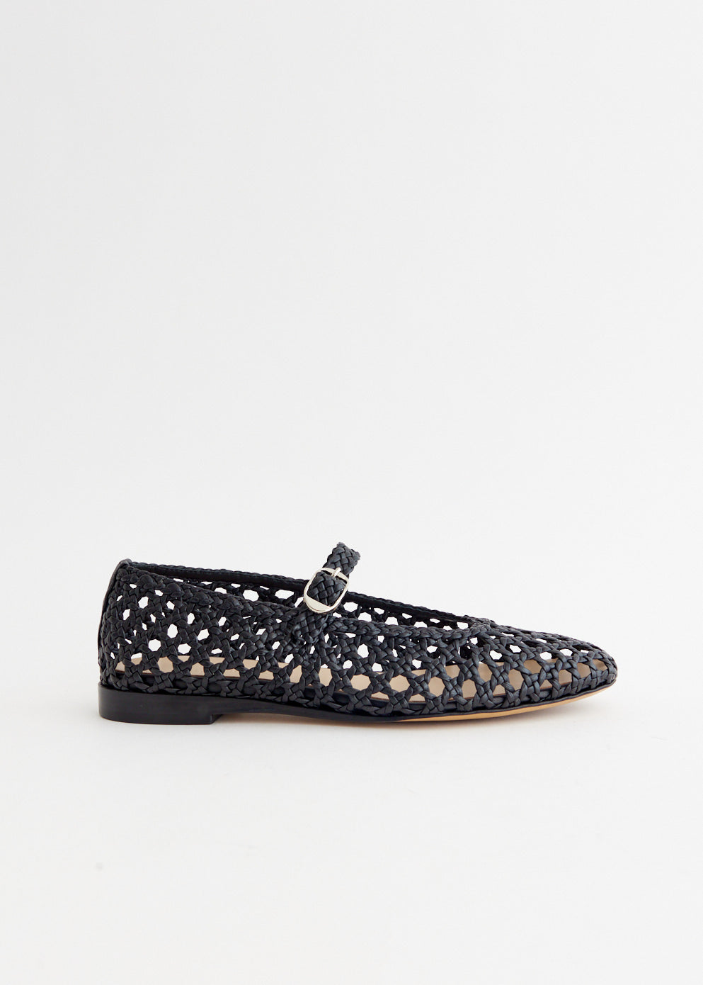 Woven Leather Mary Jane Flats