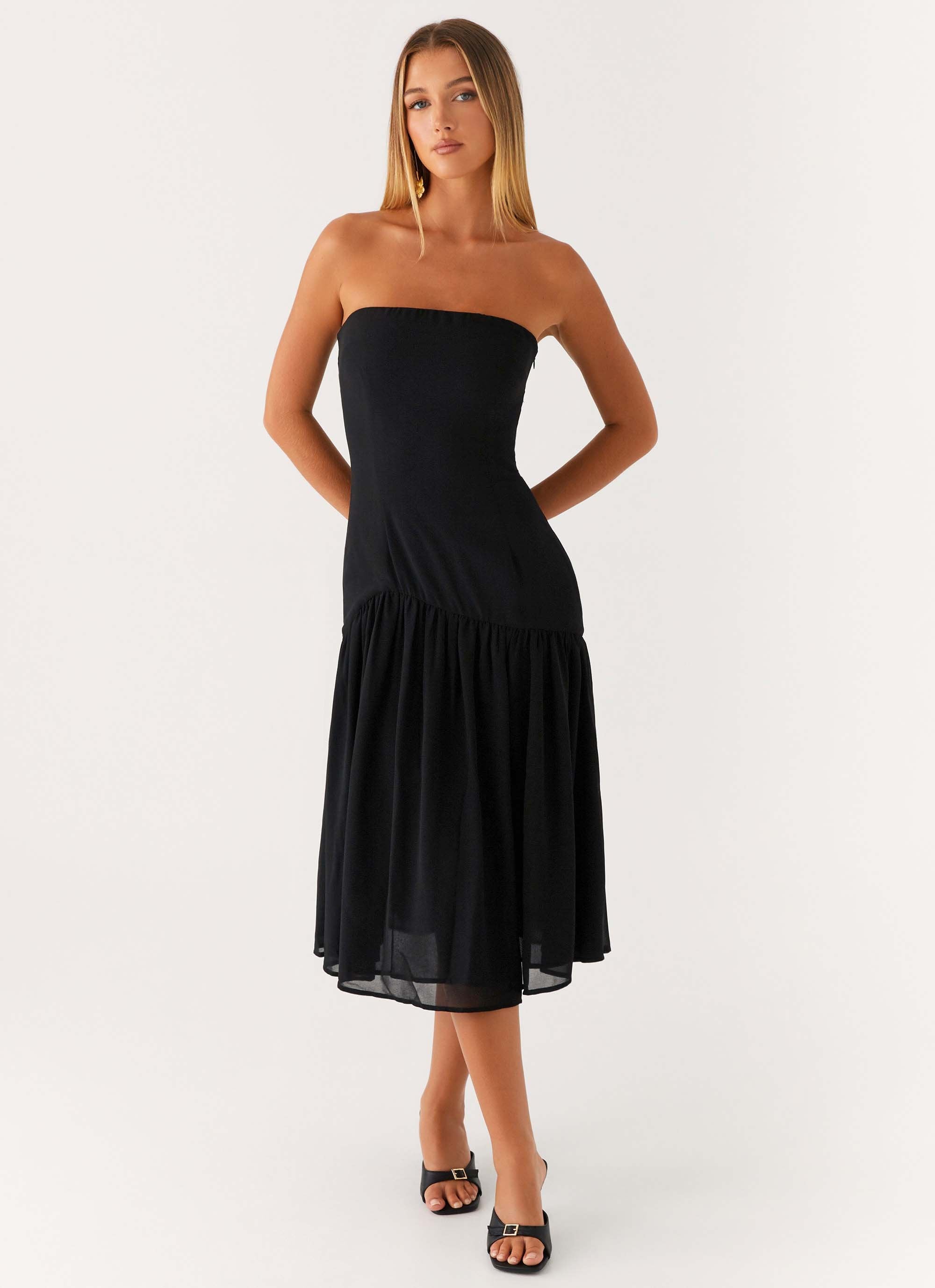 Imagination Strapless Midi Dress - Black