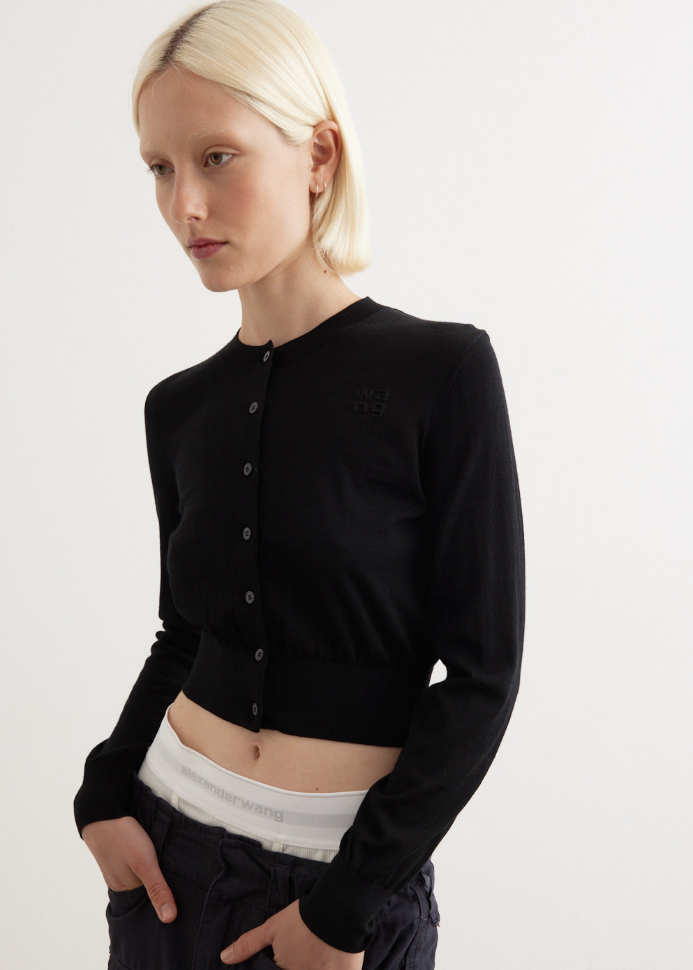 Superfine Cropped Crewneck Cardigan