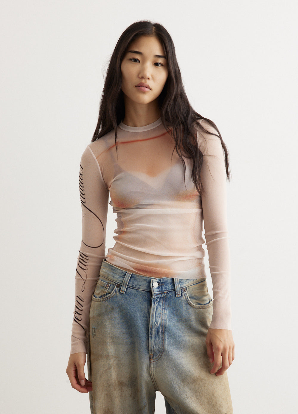 Mesh Crew Neck Top