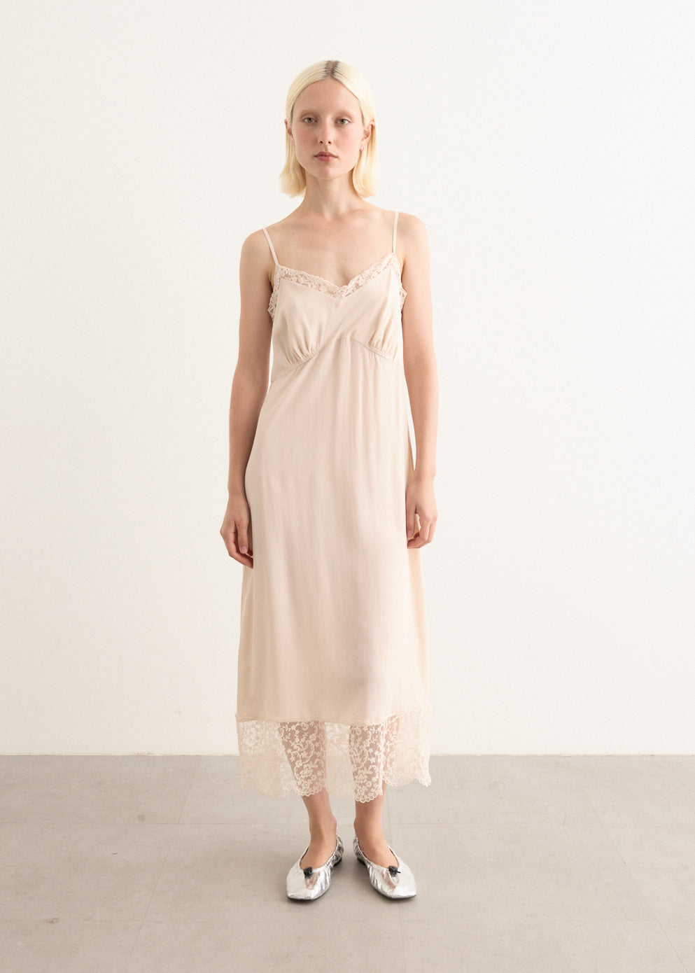 Slip Dress With Deep Lace Trim