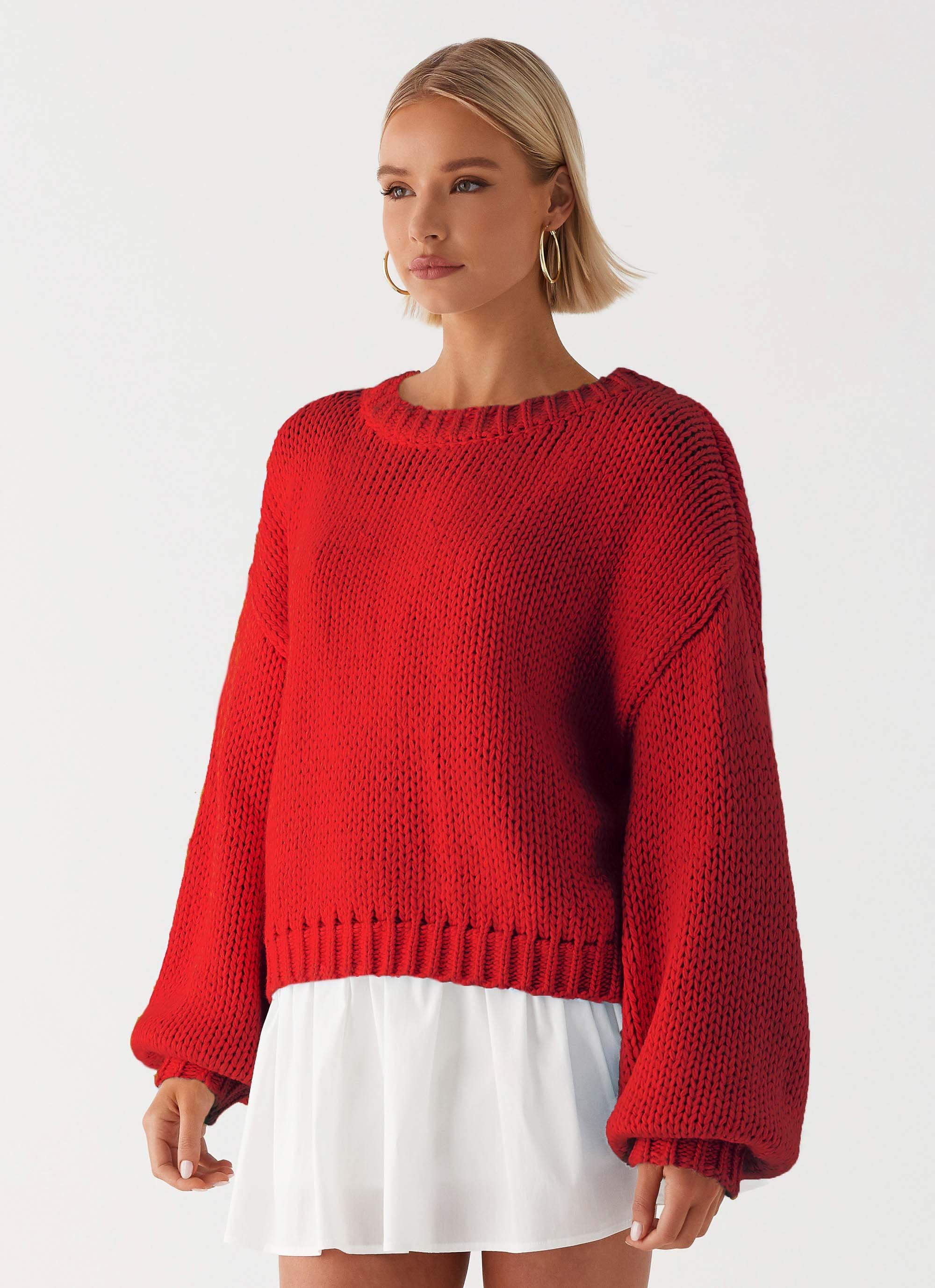 Costella Knit Sweater - Red