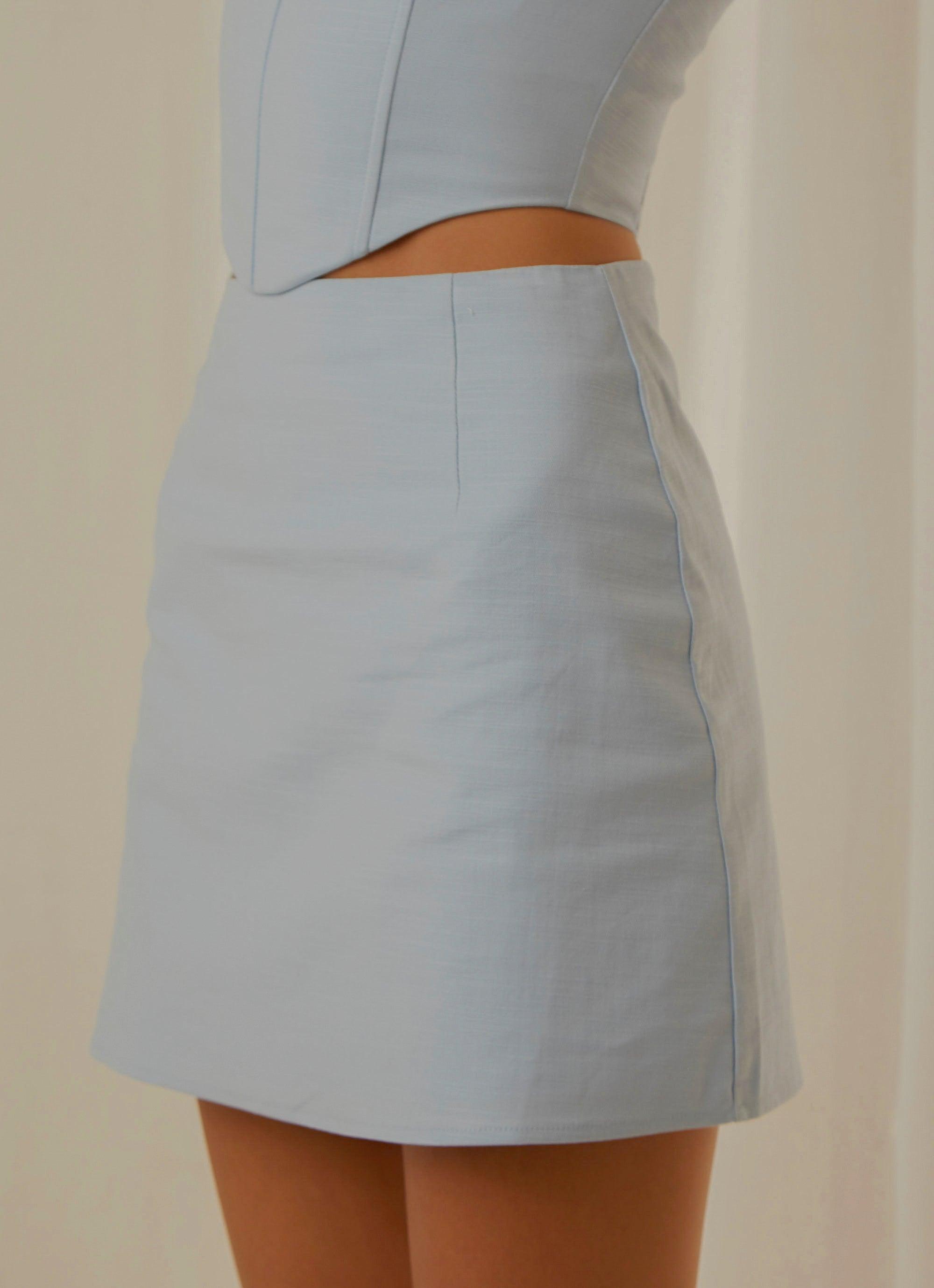 Rooftop Drinks Mini Skirt - Sky Blue