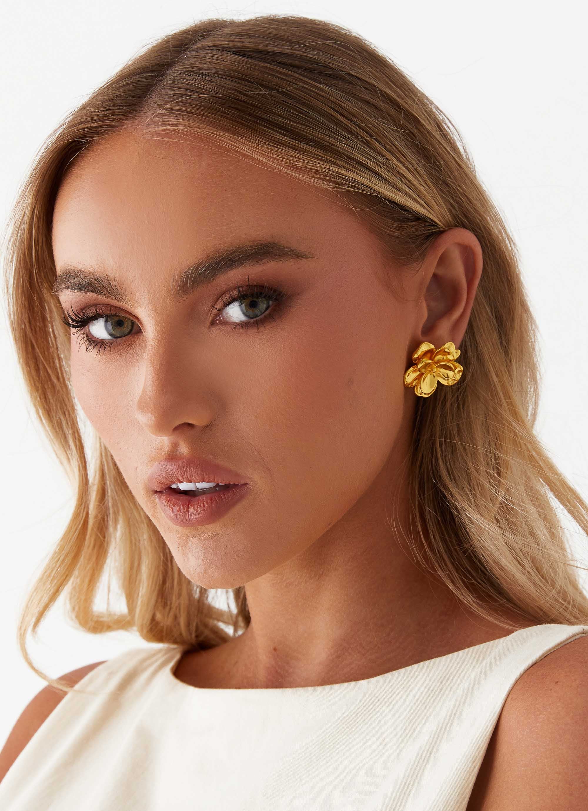 Bold Rosette Earrings - Gold