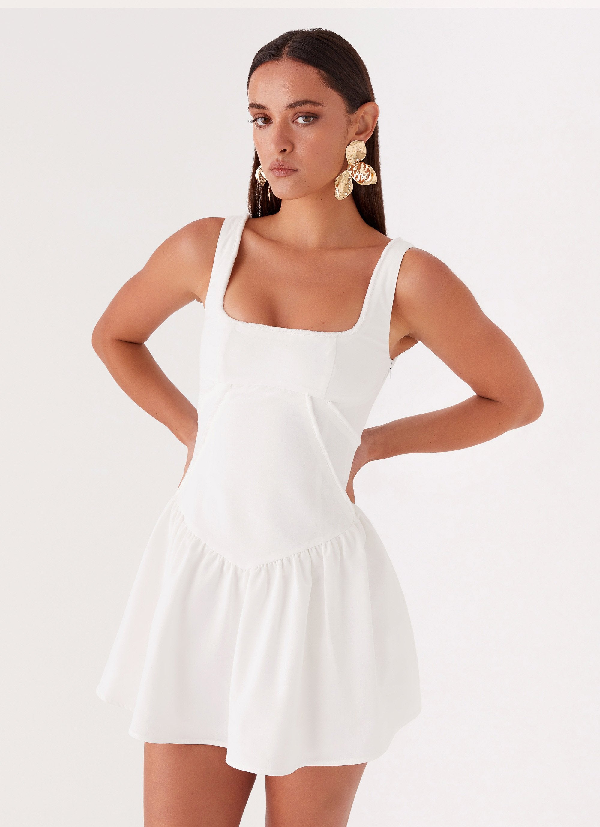 Mollie Linen Mini Dress - White