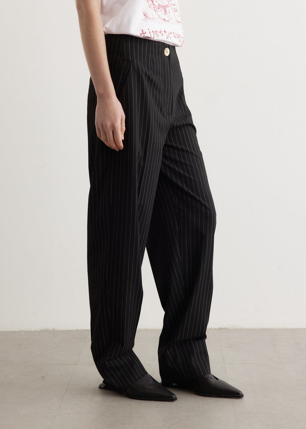 Stripe Suiting High Waist Pants