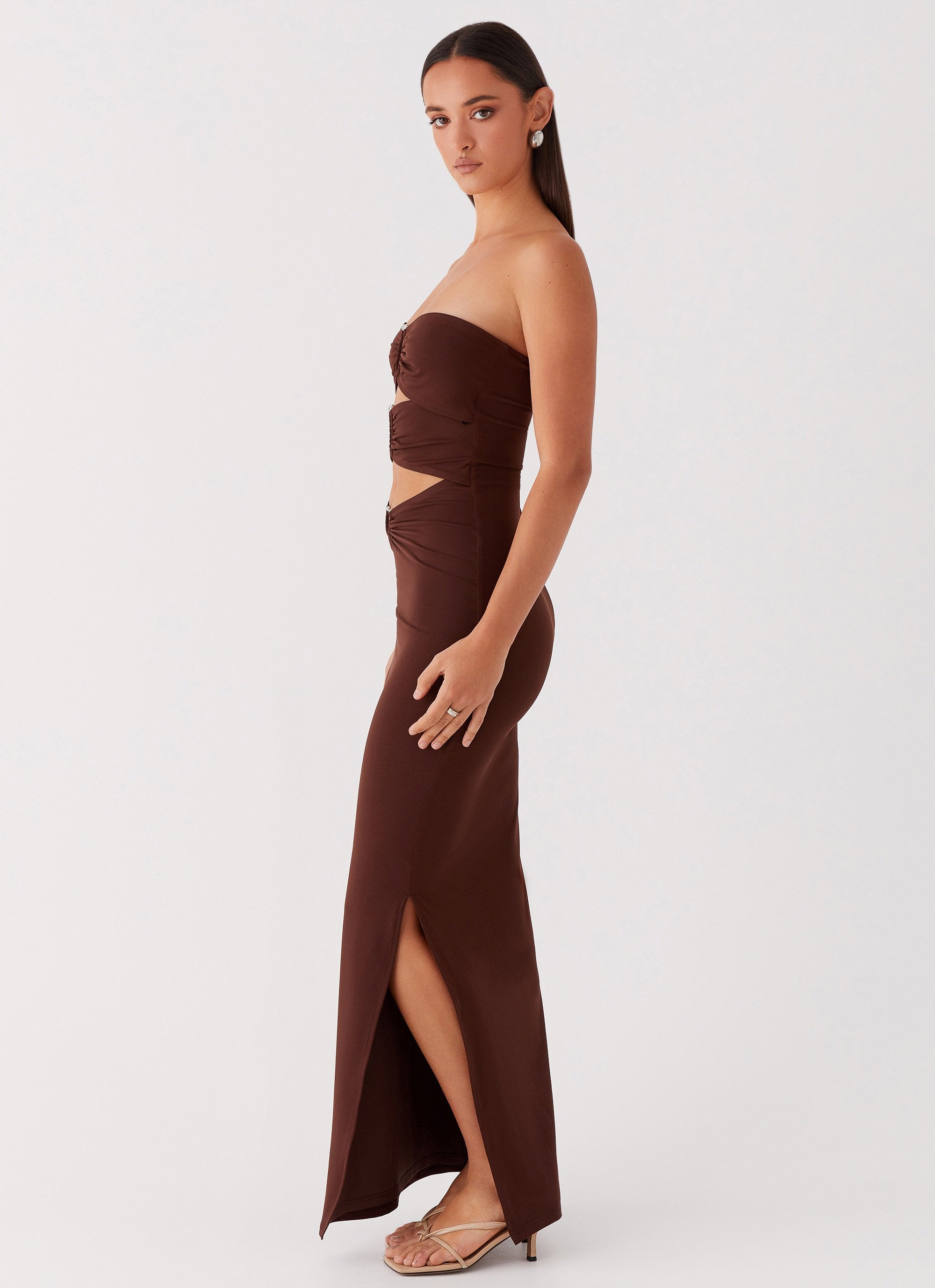 Natasha Strapless Maxi Dress - Chocolate