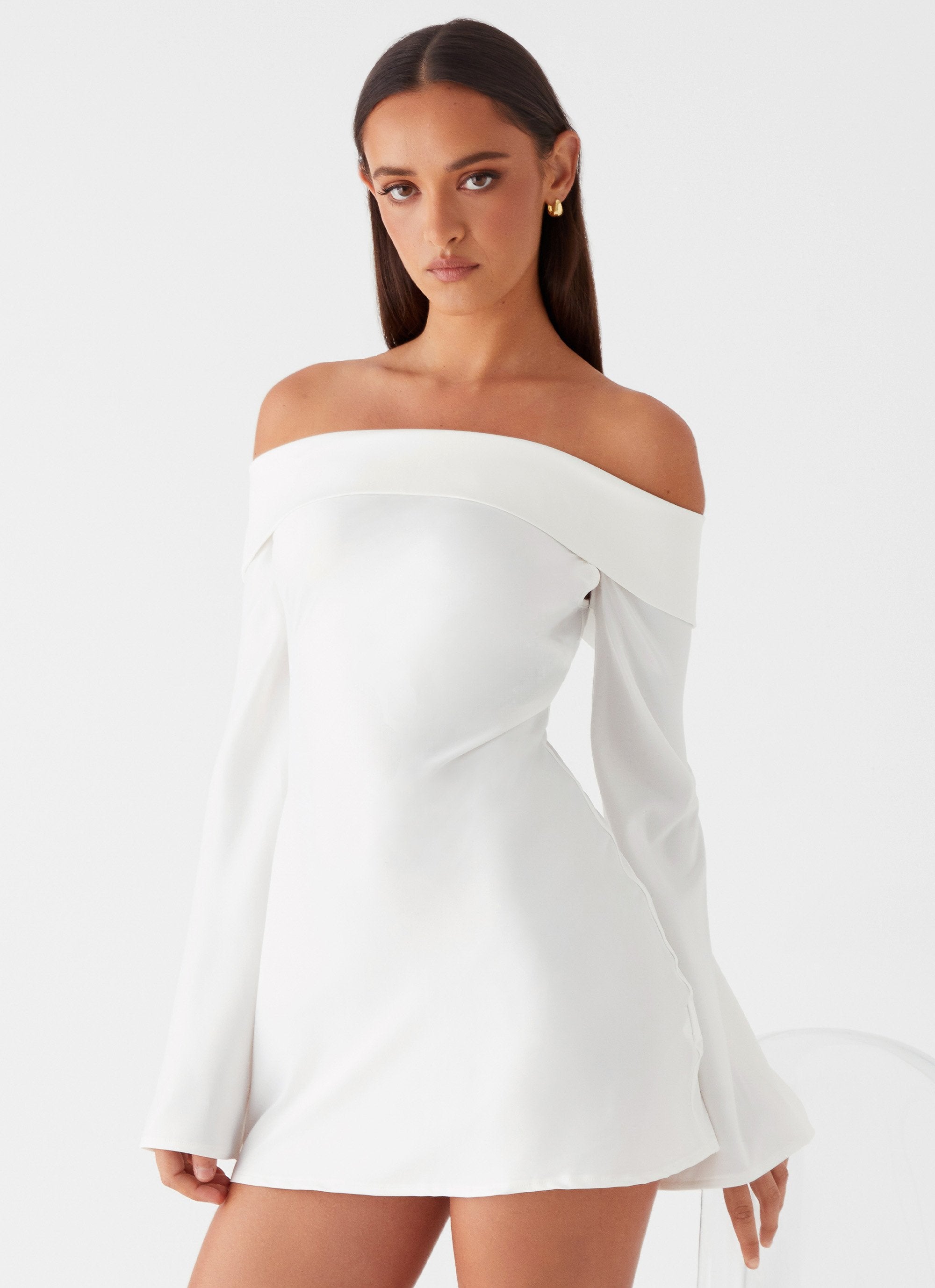 Lumina Long Sleeve Mini Dress - White