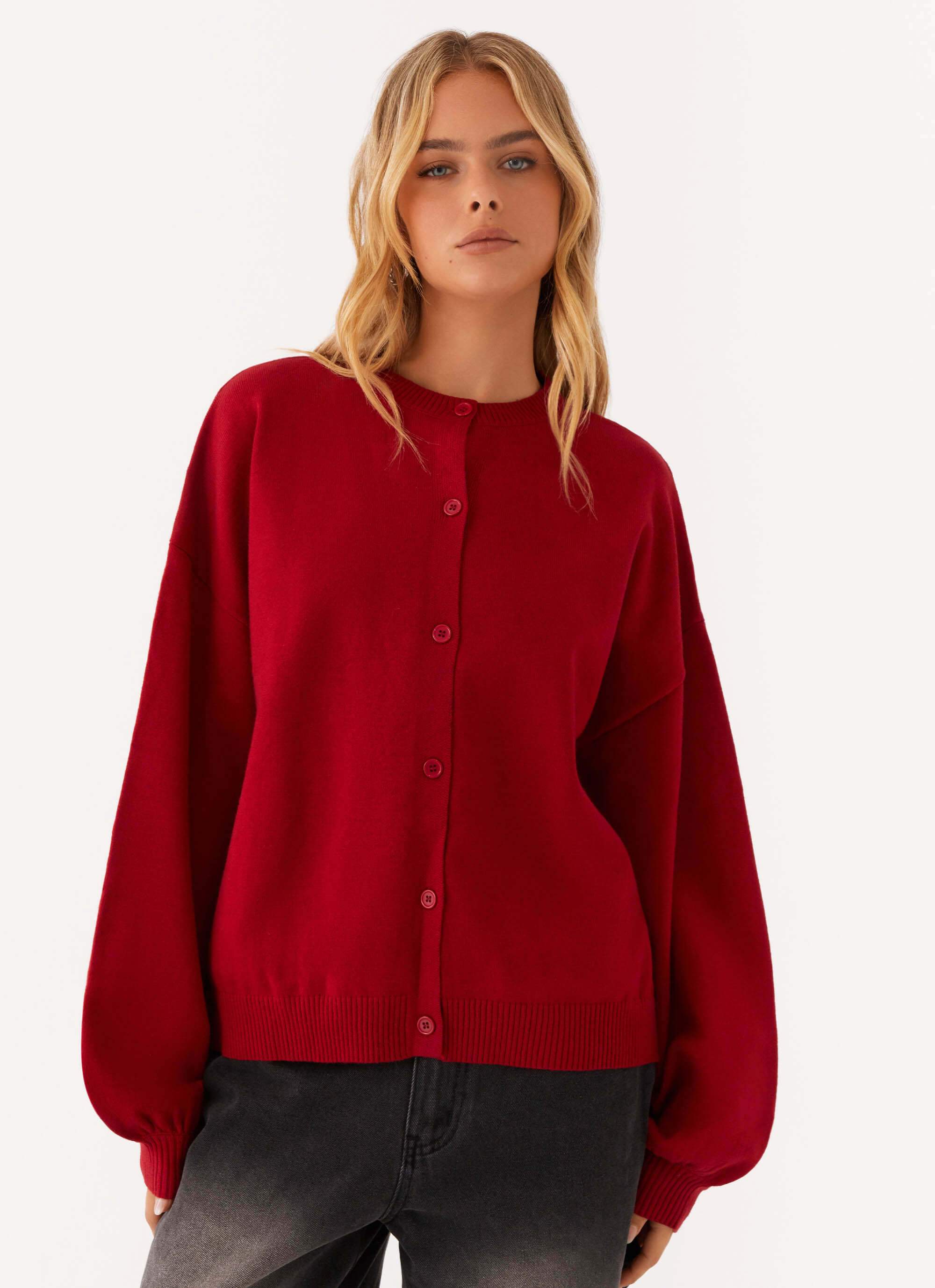 Joey Knit Cardigan - Wine