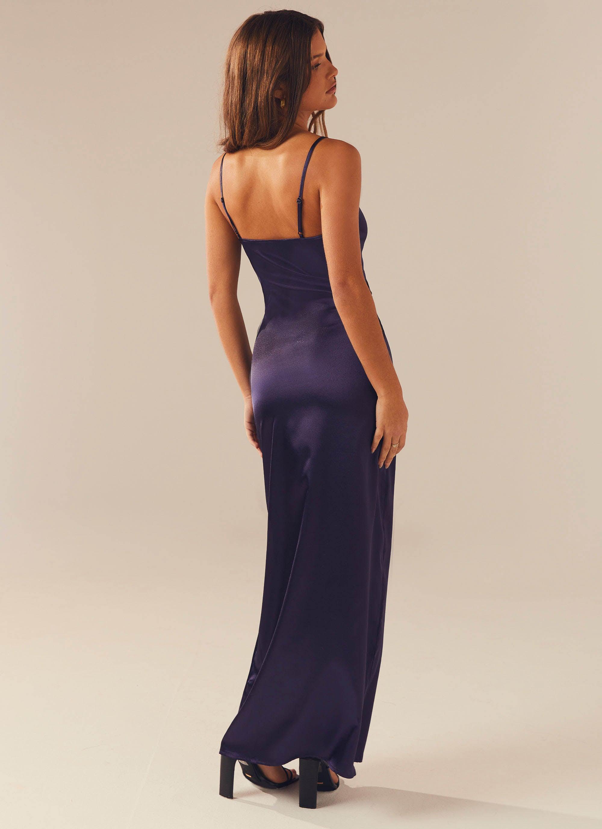 Lucille Satin Maxi Dress - Midnight Blue