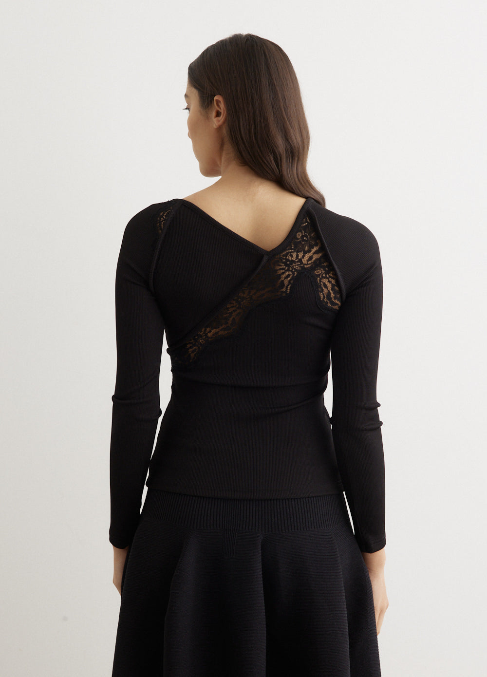 Lace Insert Long Sleeve Top