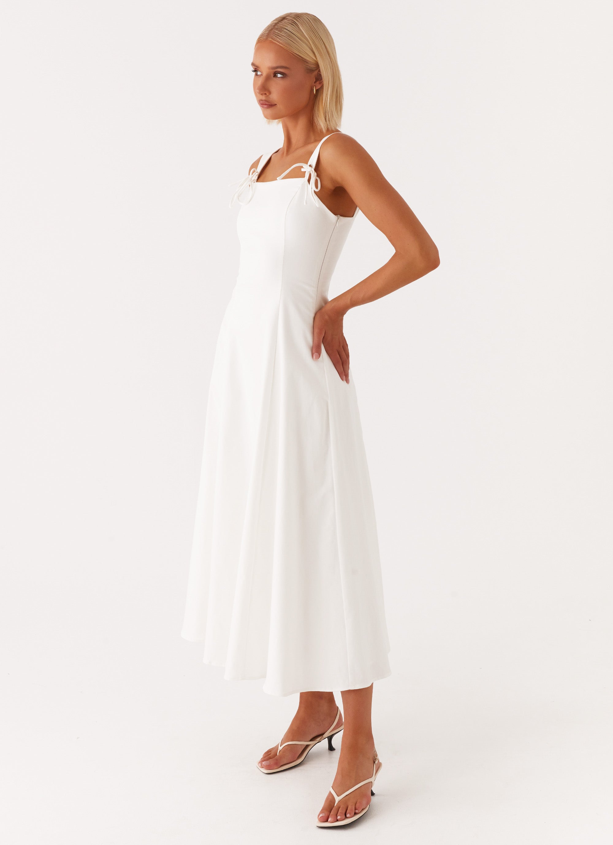 Jamaya Tie Midi Dress - White