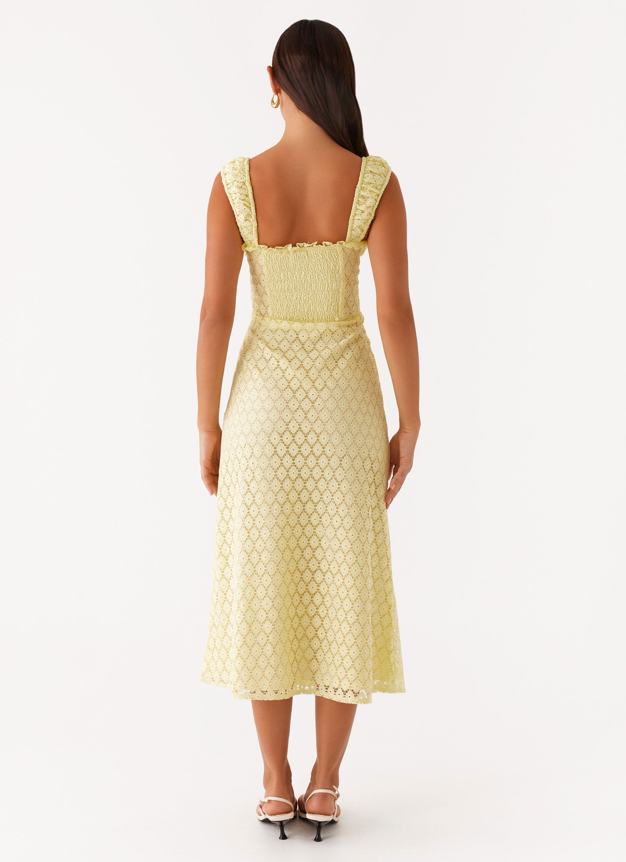 Keziah Tie Front Midi Dress - Lemon