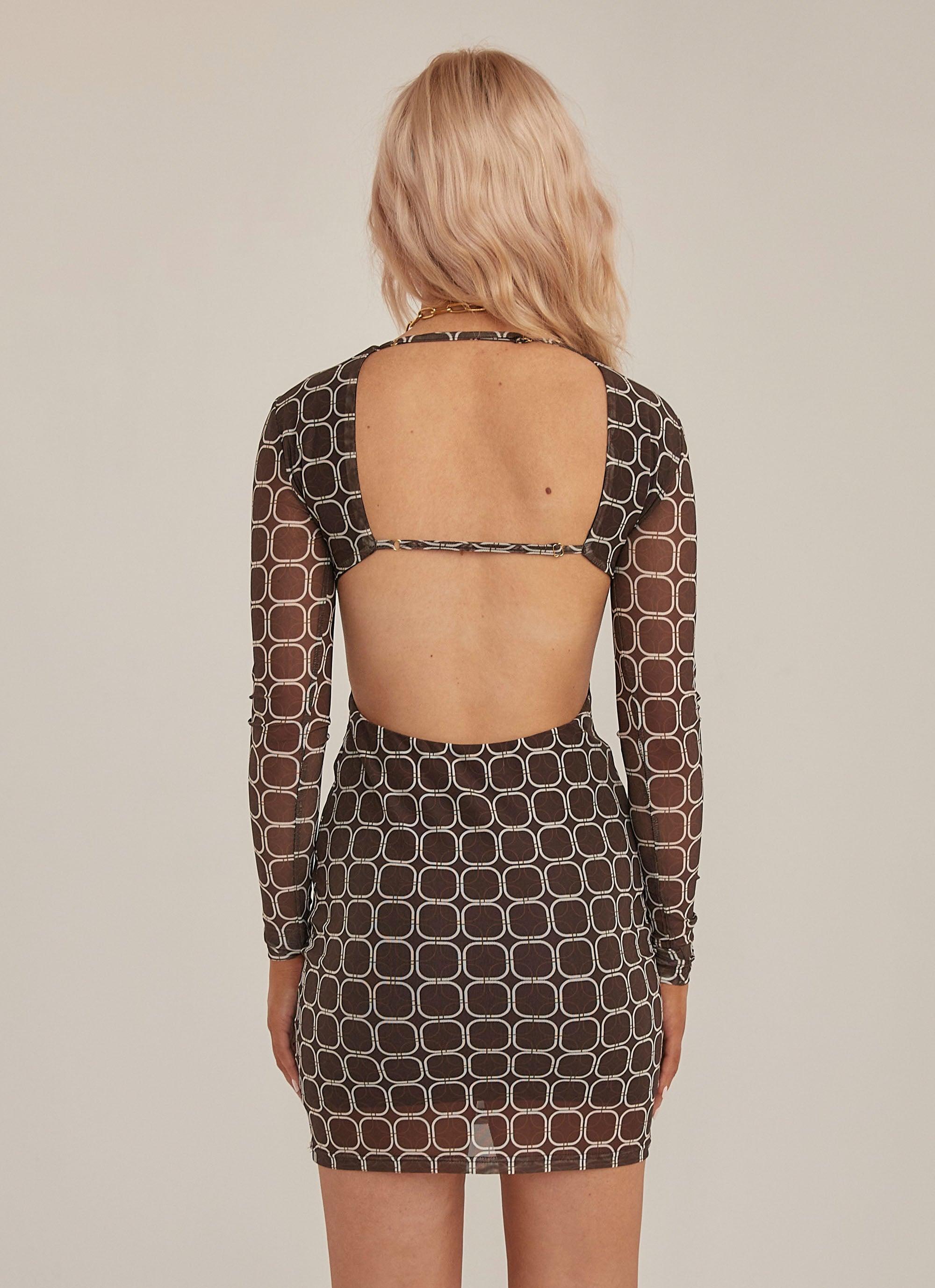 Backstage With You Mini Dress - Chocolate Geo