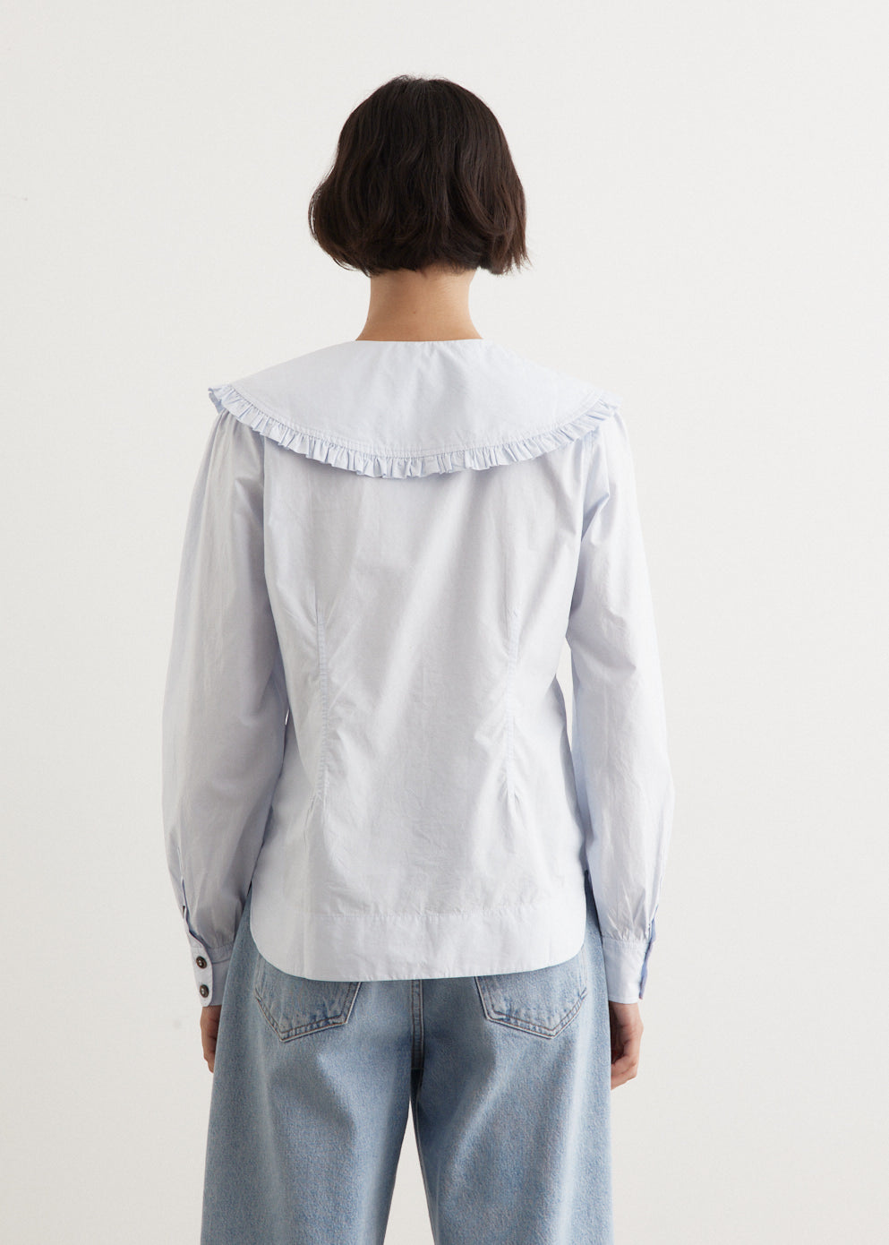 Cotton Poplin Frill Collar Shirt