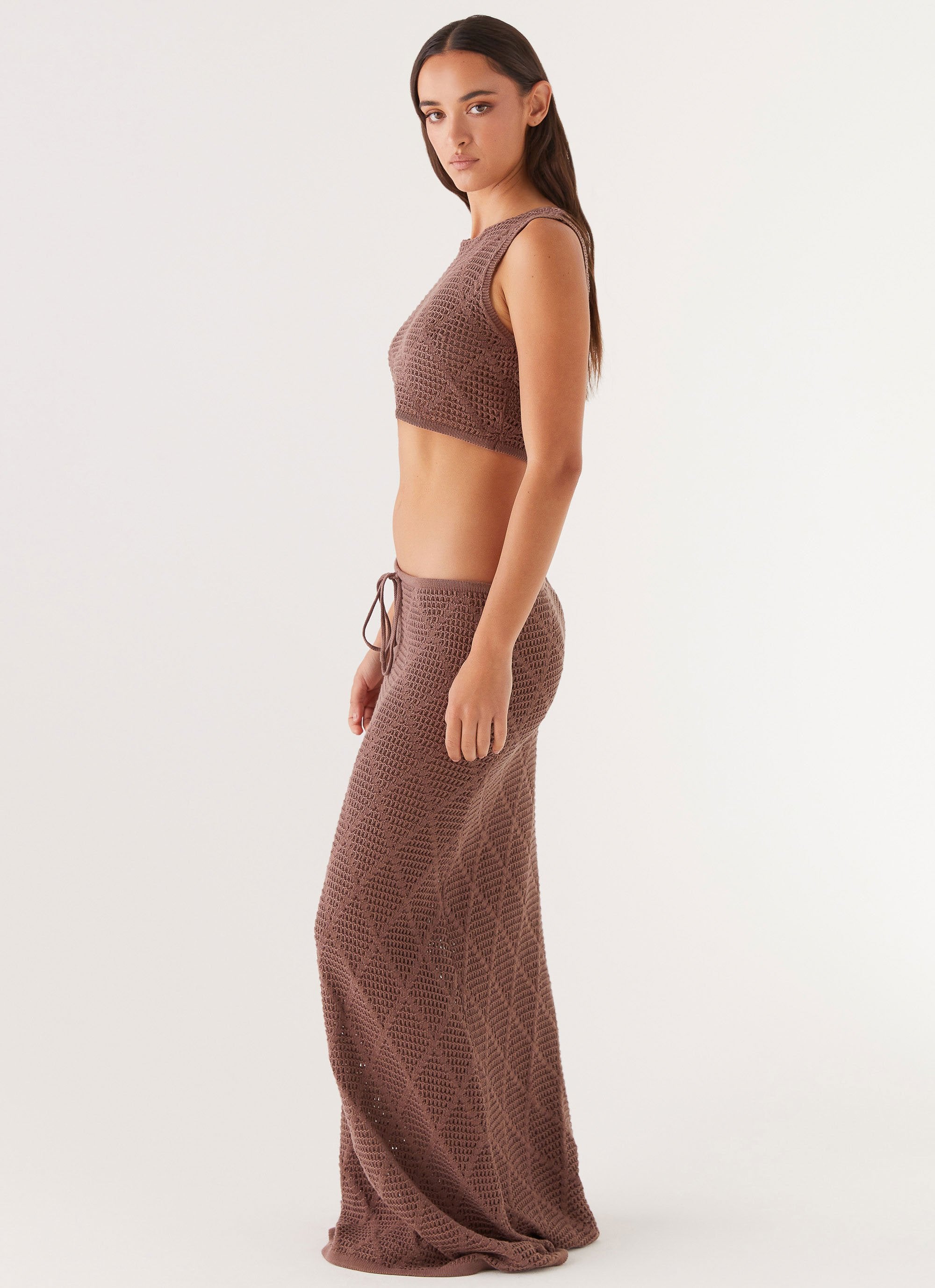 Santonio Crochet Crop Top - Chocolate