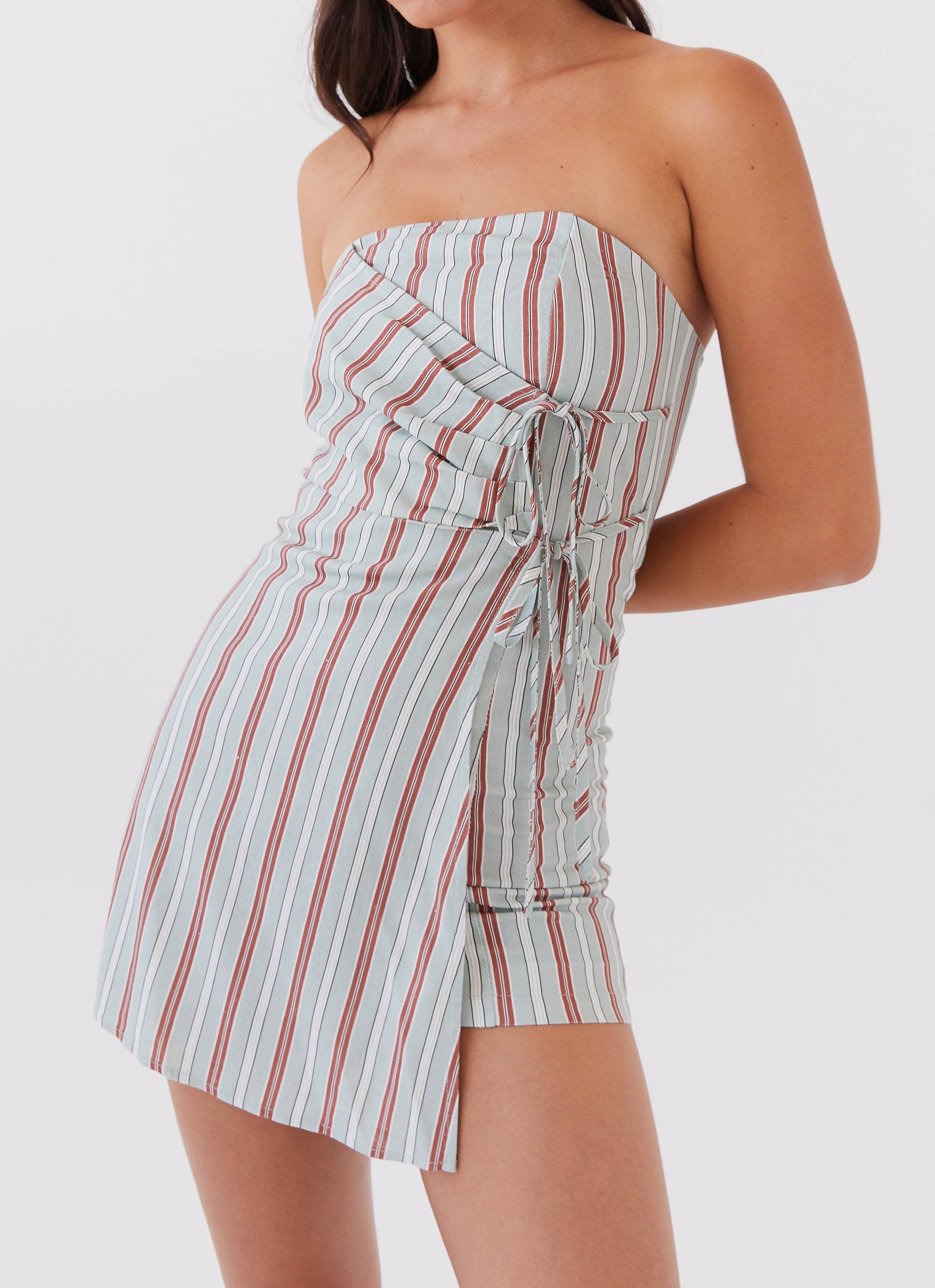 Lavinia Linen Tube Mini Dress - Coastal Stripe