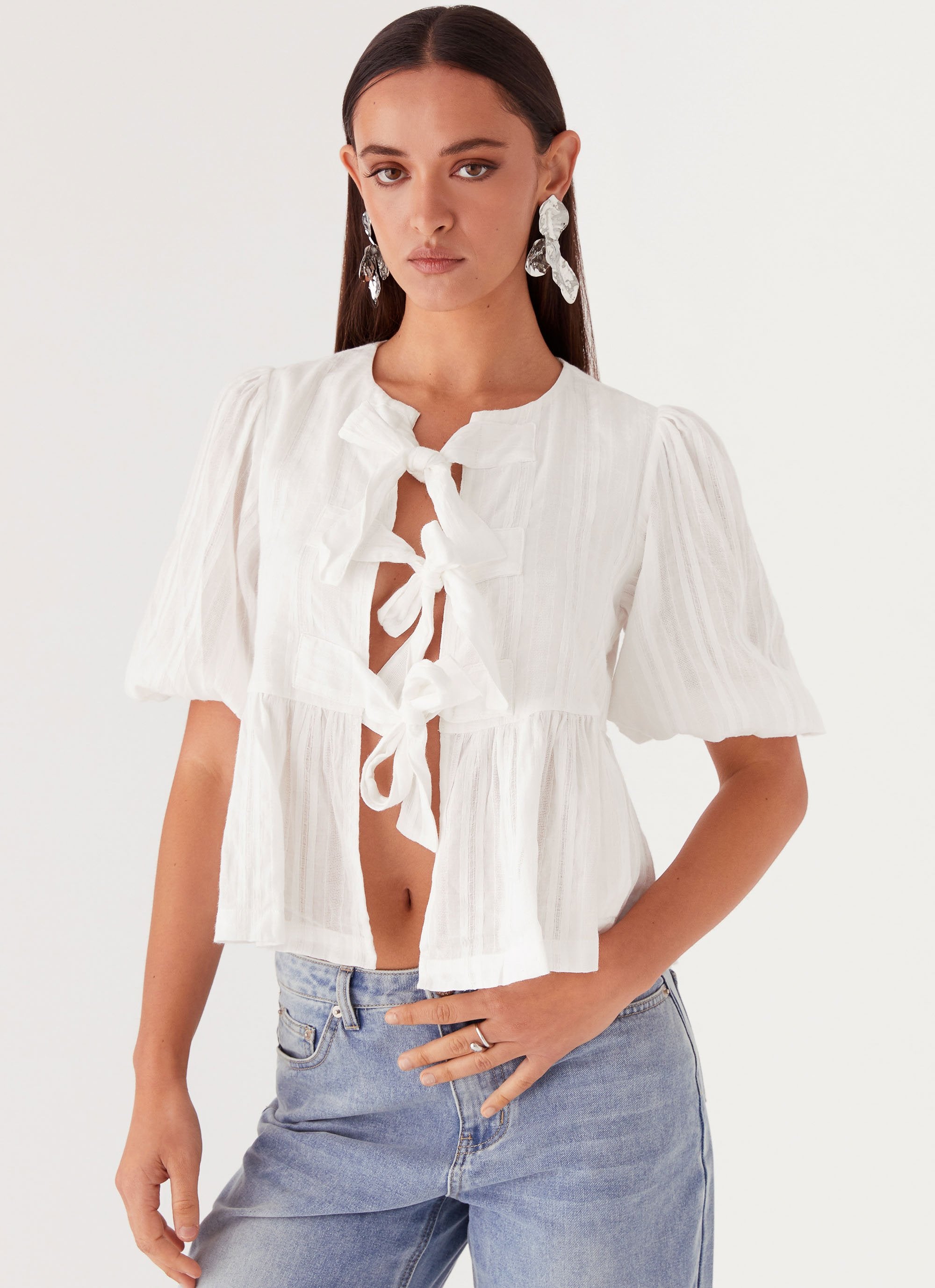 Western Wind Tie Top - White