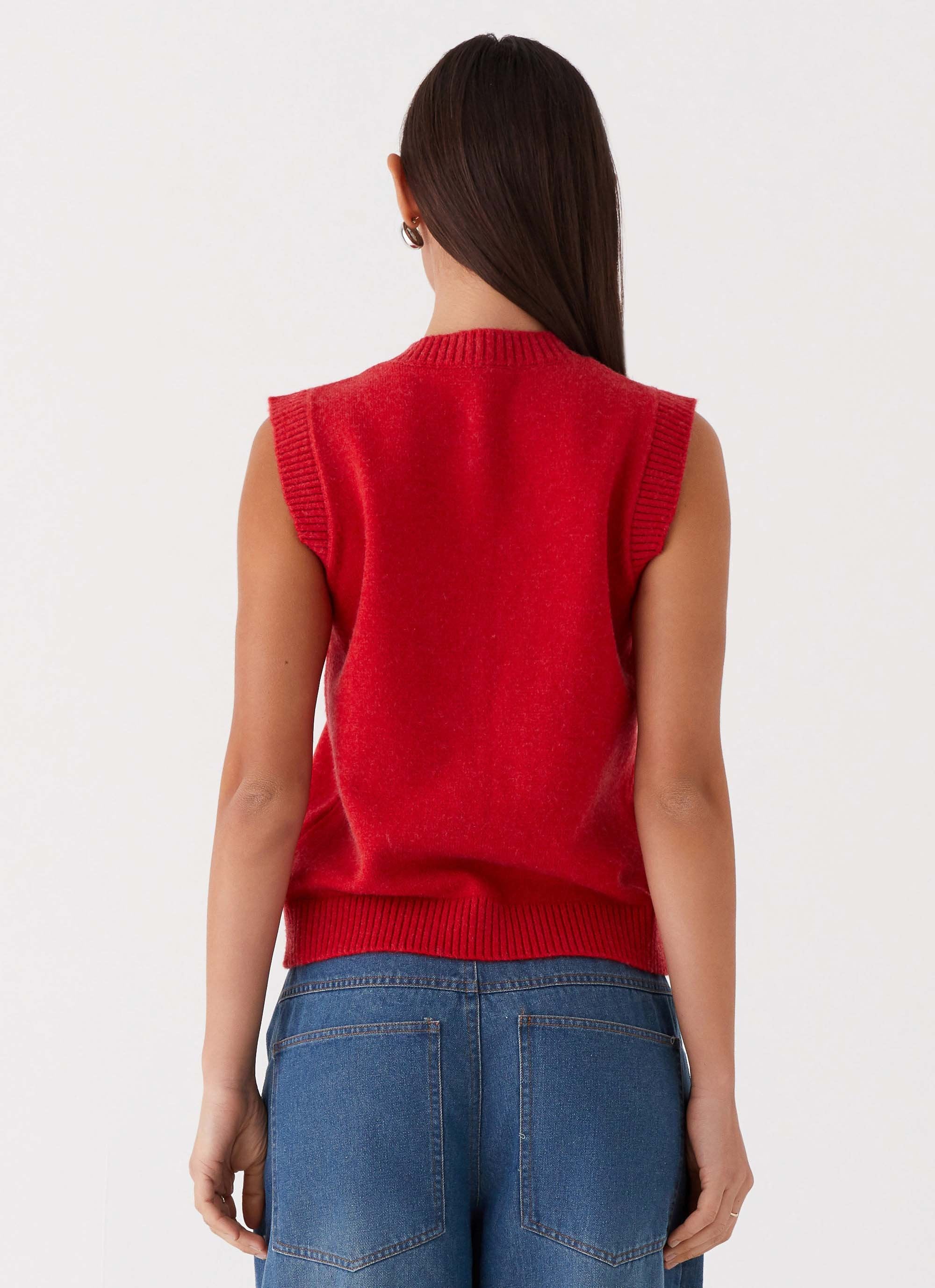 Hanson Knit Vest Top - Red