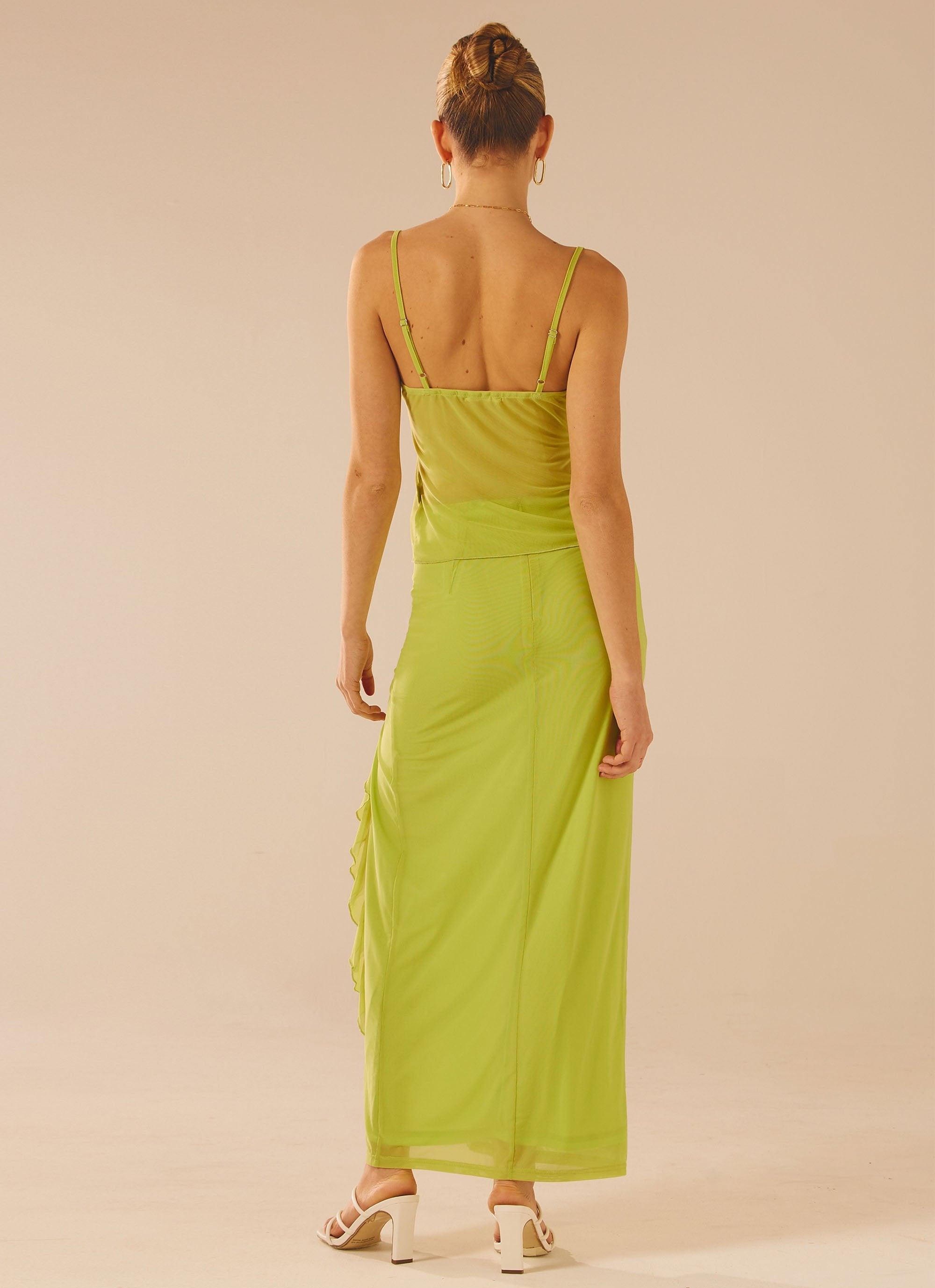 Bittersweet Mesh Maxi Skirt - Fern