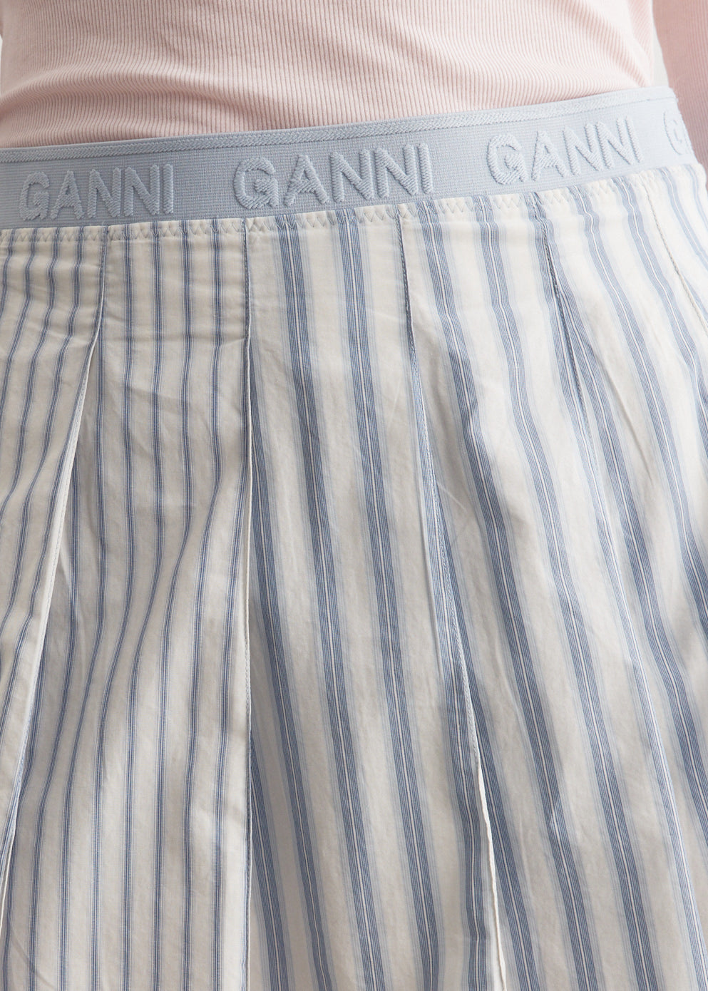 Stripe Pleated Mini Skirt