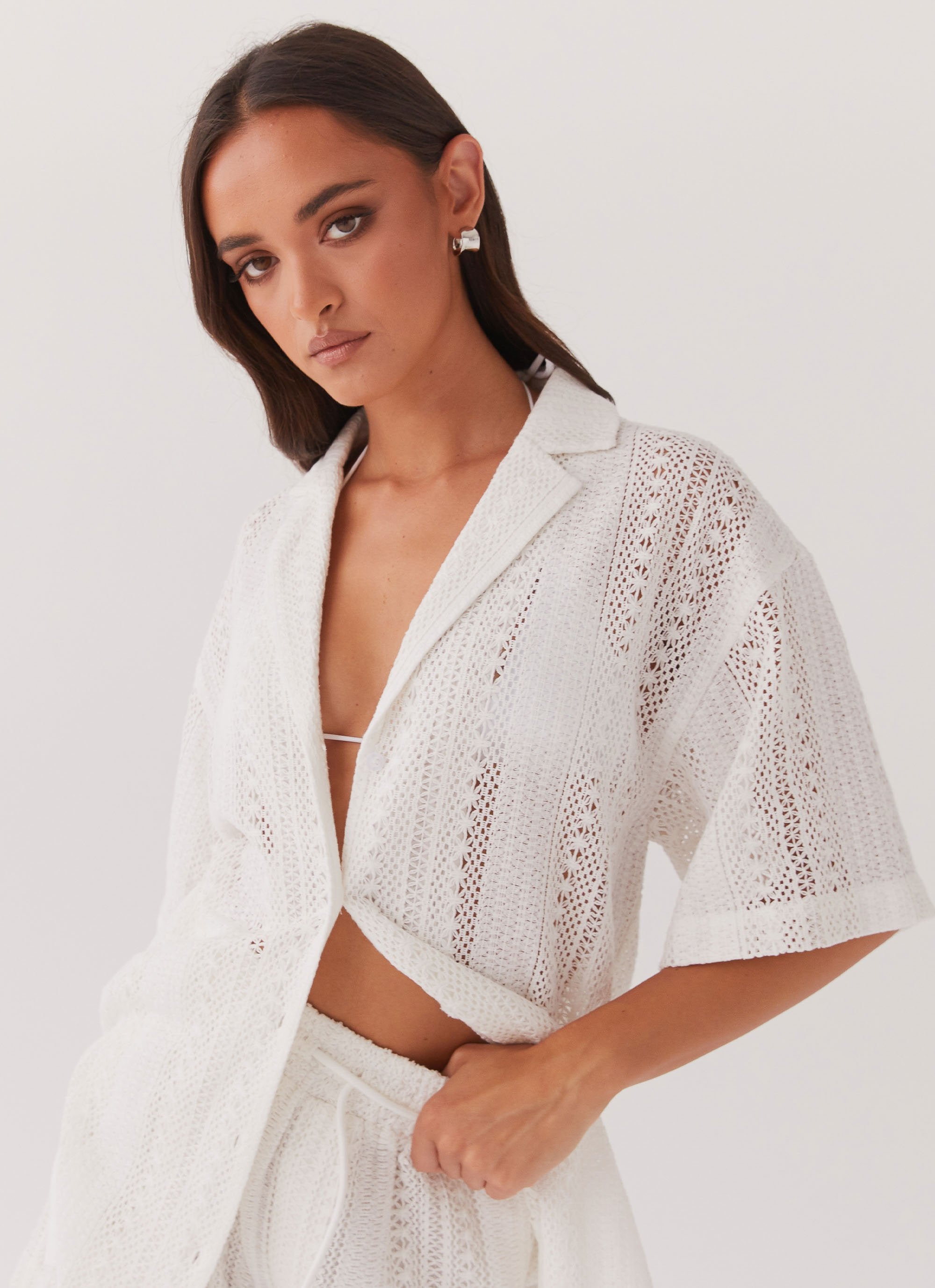 Sun Catcher Knit Oversized Shirt - Ivory