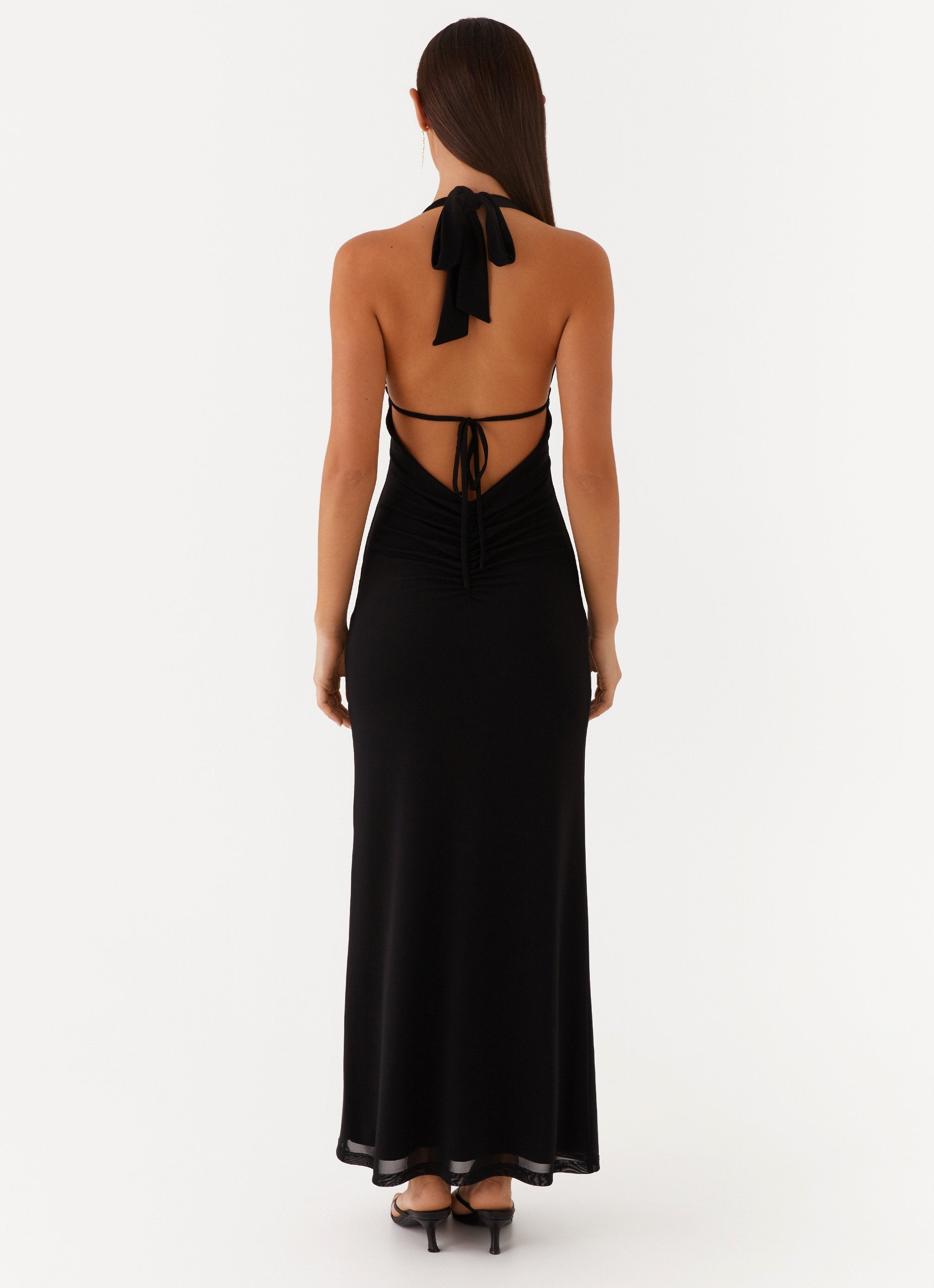 Polina Beaded Halterneck Maxi Dress - Black