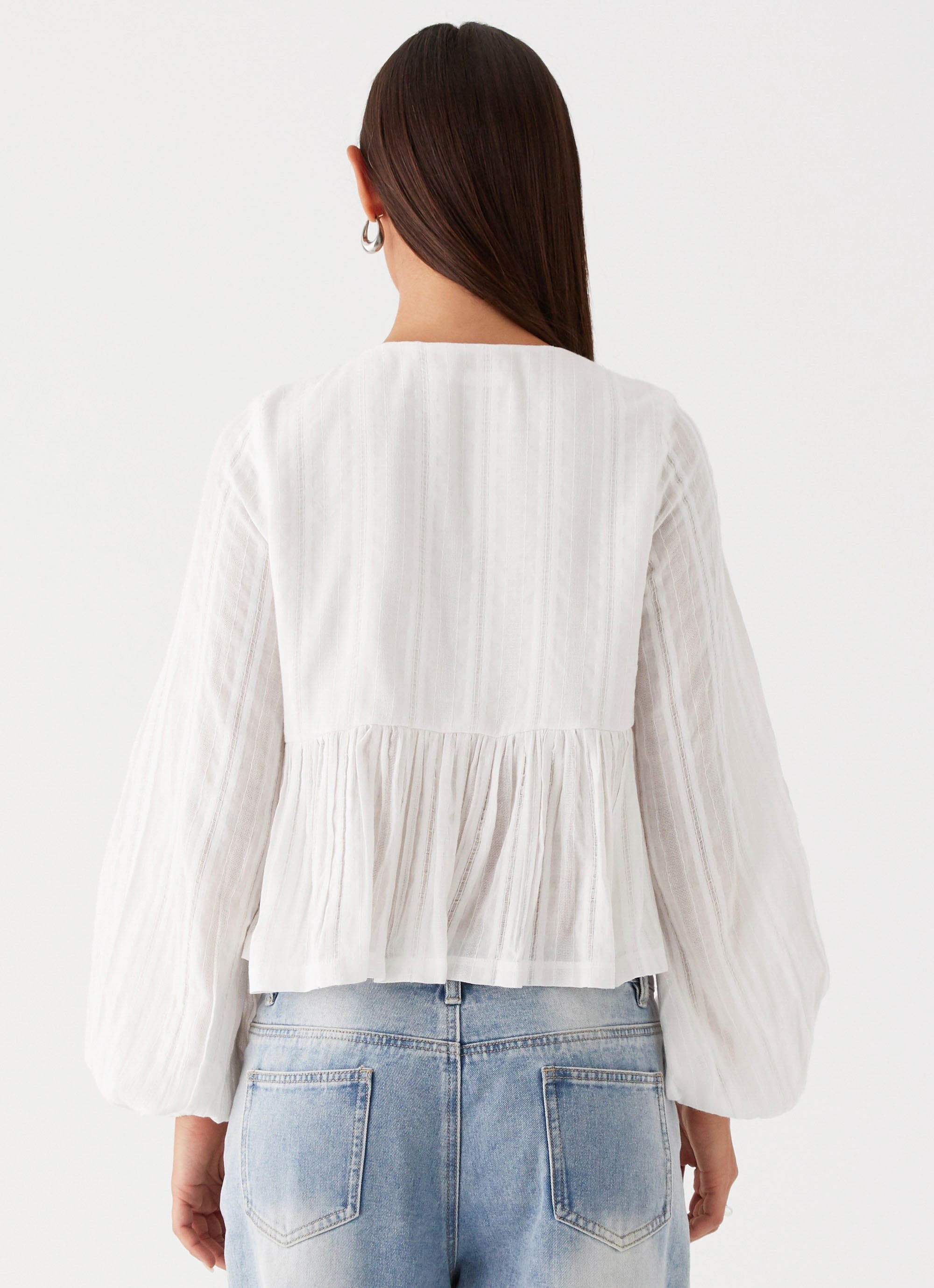 Western Wind Long Sleeve Top - White