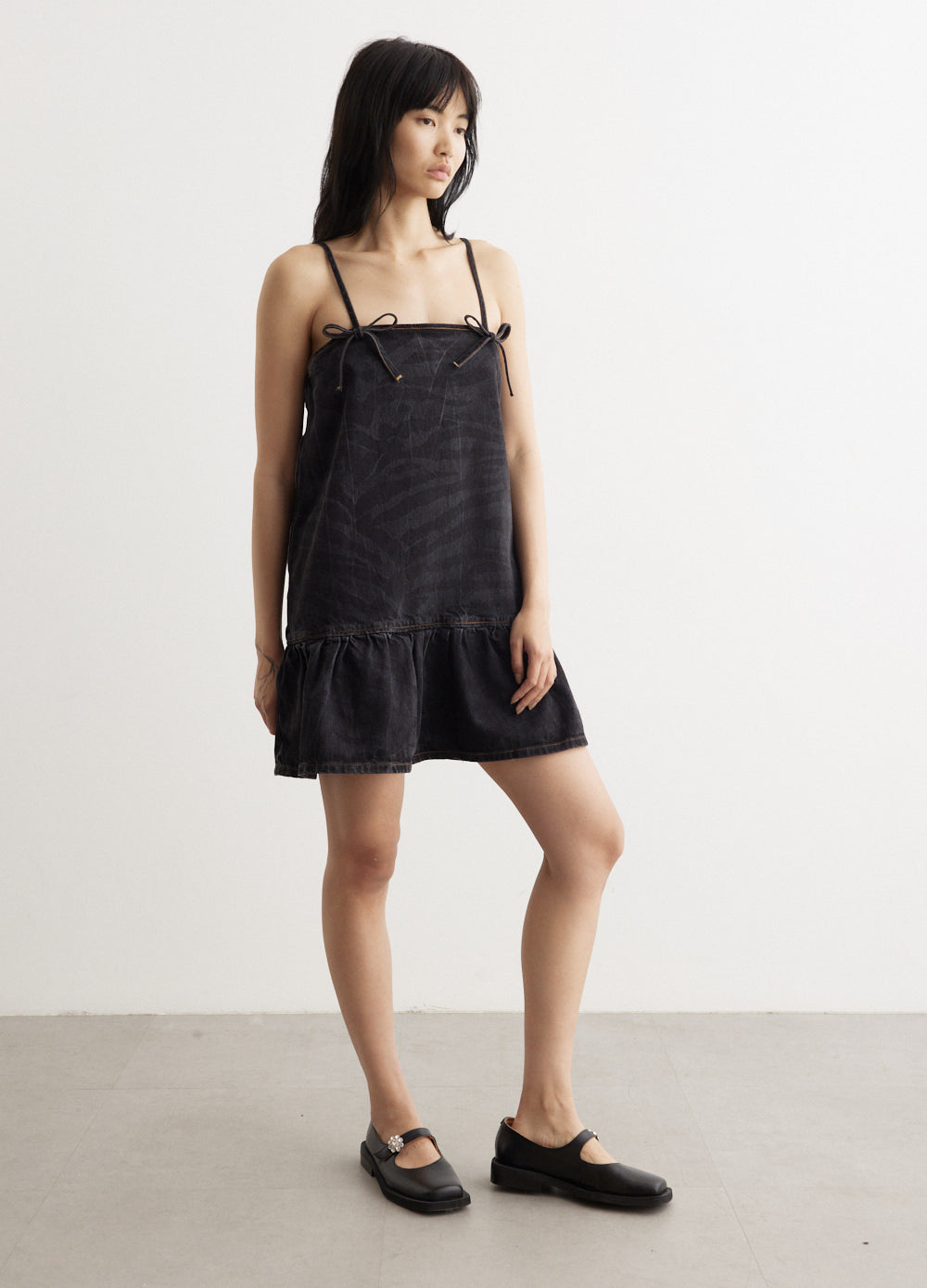 Laser Denim Strap Dress