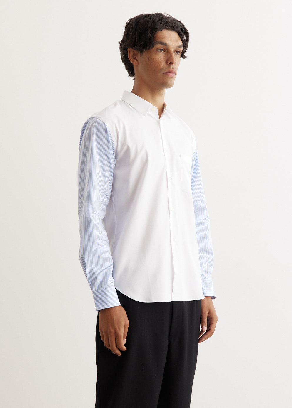 Cotton Dobby x Cotton Stripe Contrast Shirt