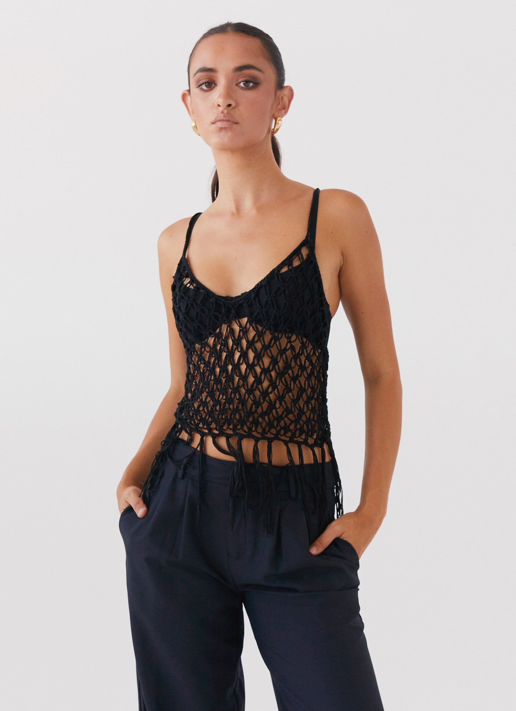 Metro Wilds Net Top - Black