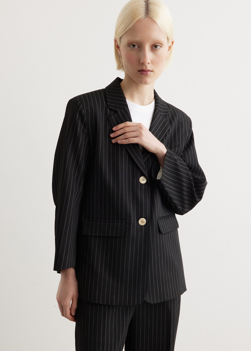 Stripe Suiting Boxy Blazer