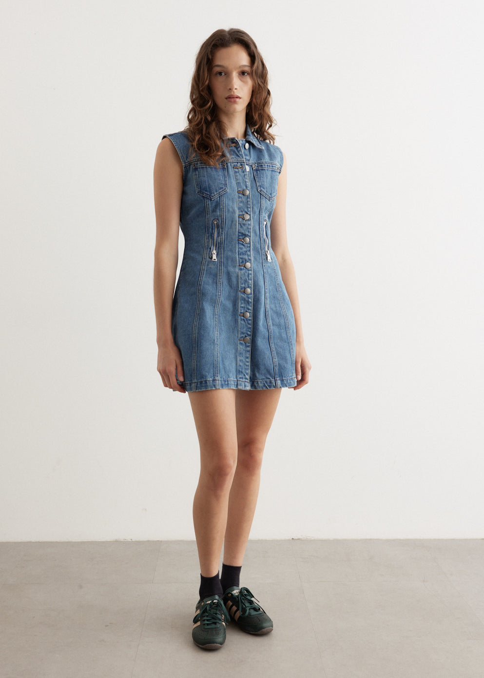 Zipper Denim Mini Dress