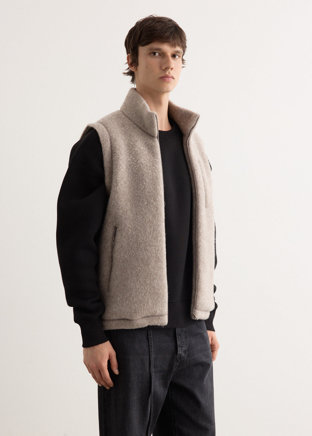 Undyed Wool Zip Vest