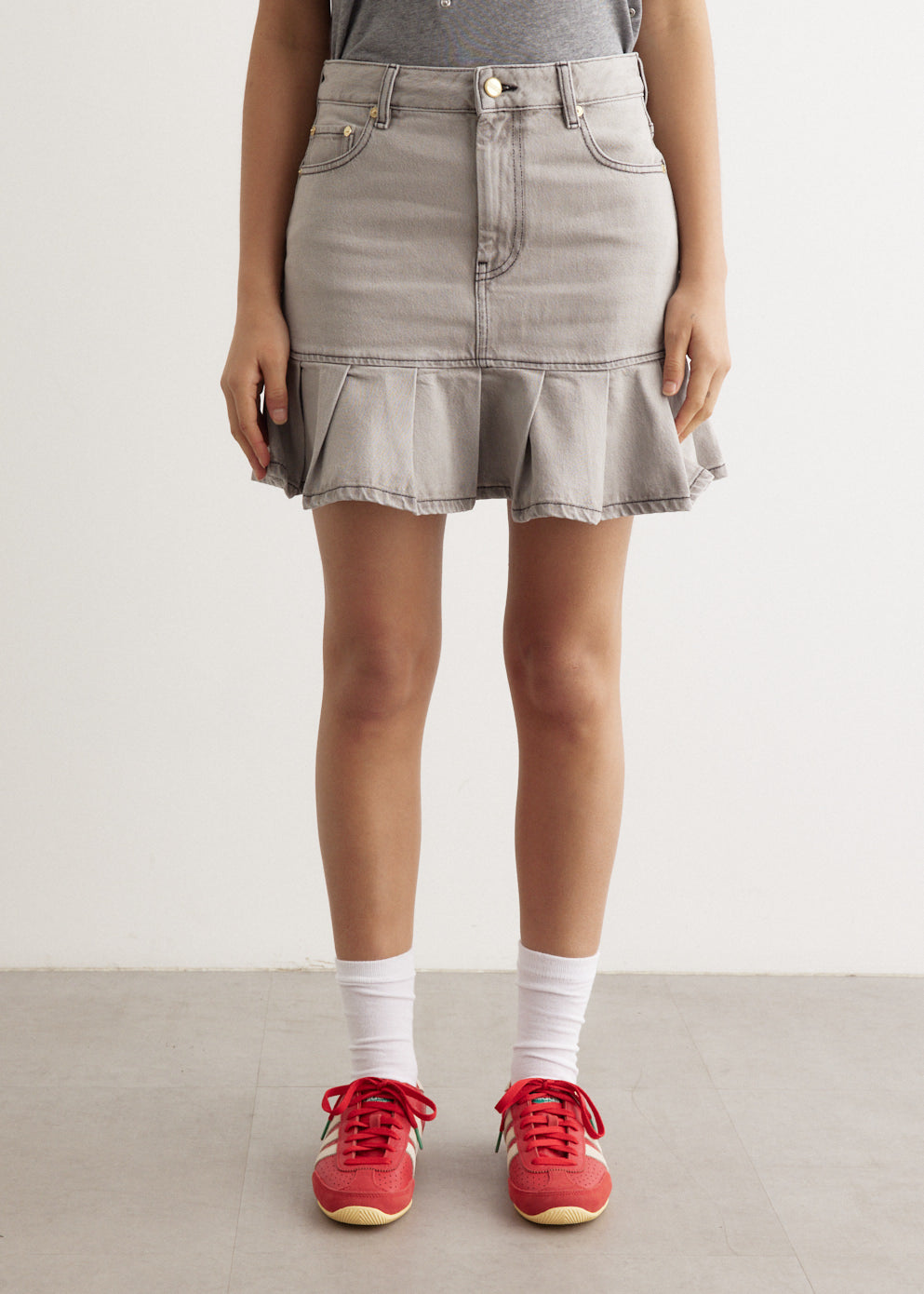 Future Denim Pleated Mini Skirt
