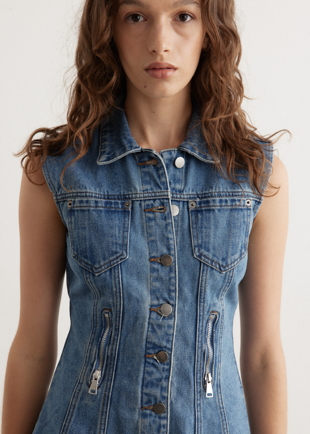 Zipper Denim Mini Dress